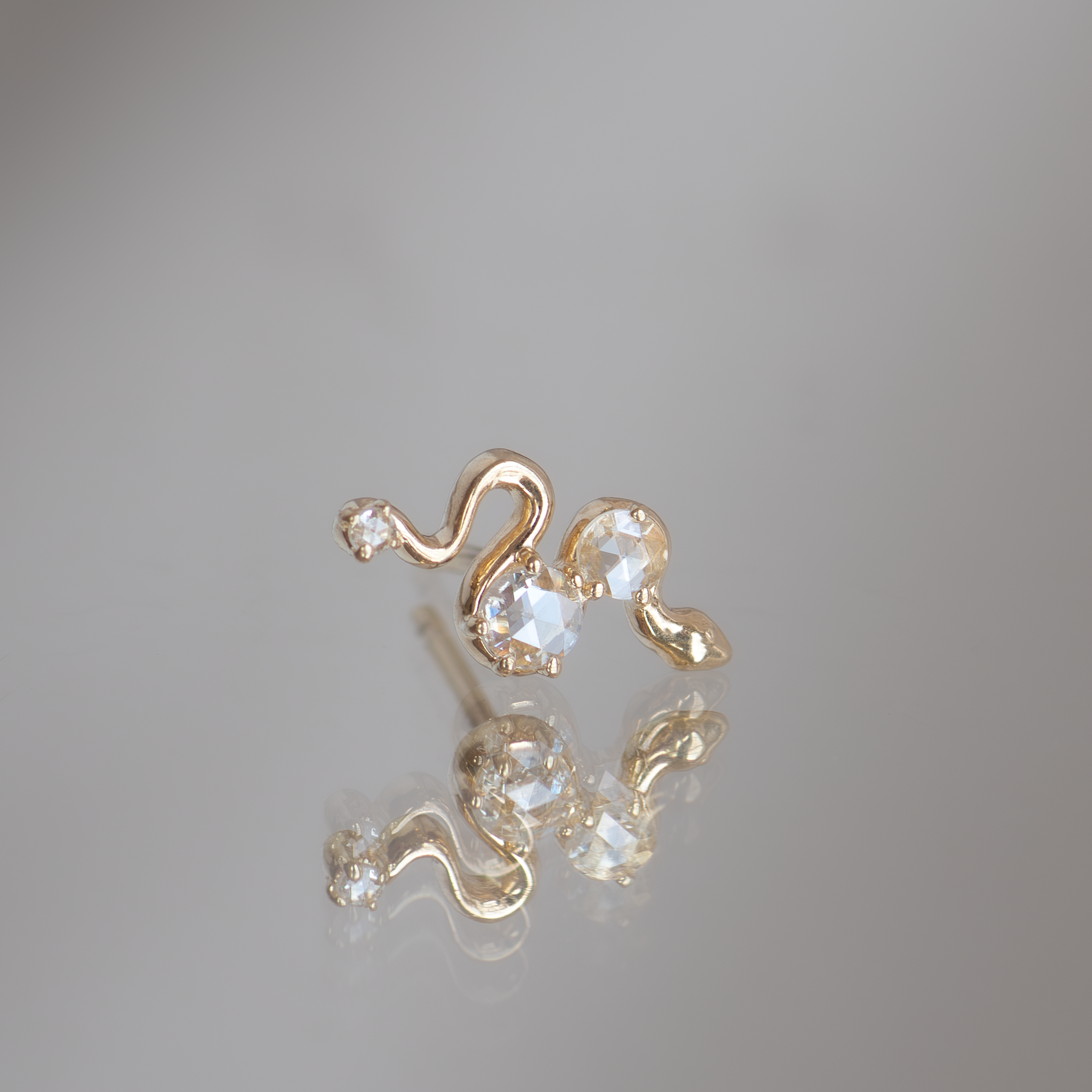 diamond gold snake earrings