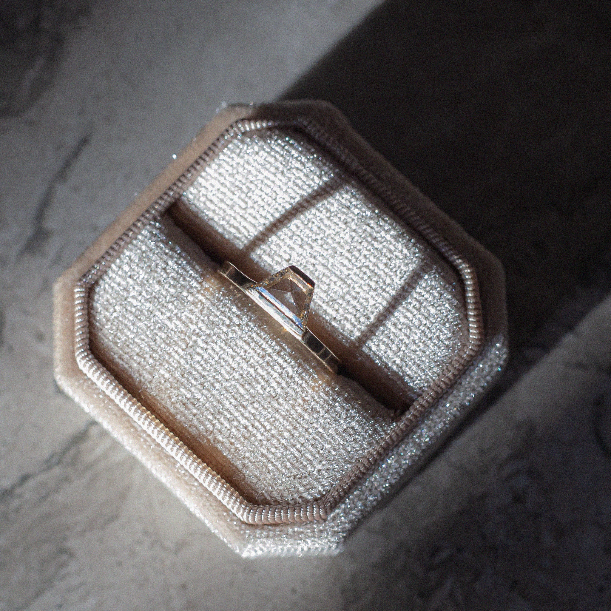 Geometric diamond engagement ring