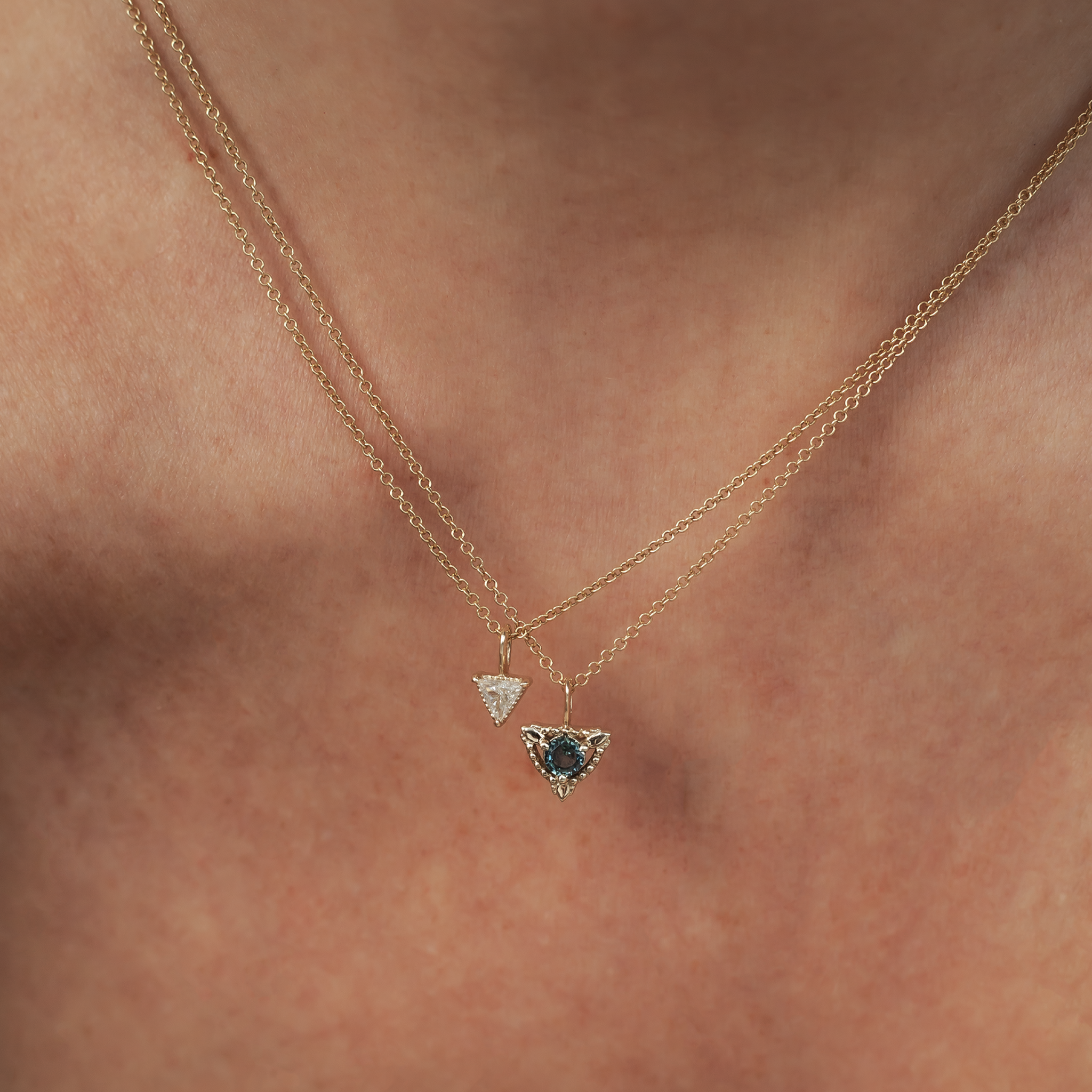 triangle diamond charm 10k yellow gold