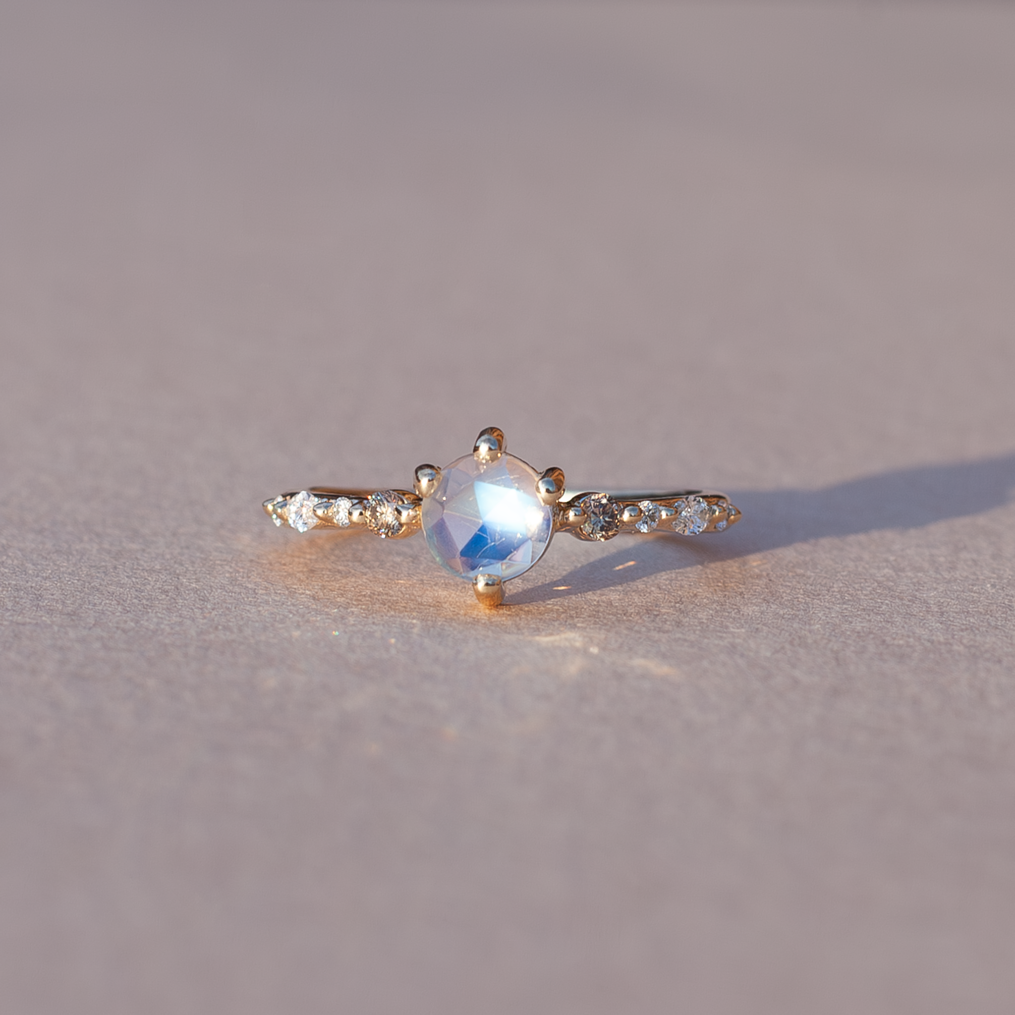 moonstone diamond gold ring