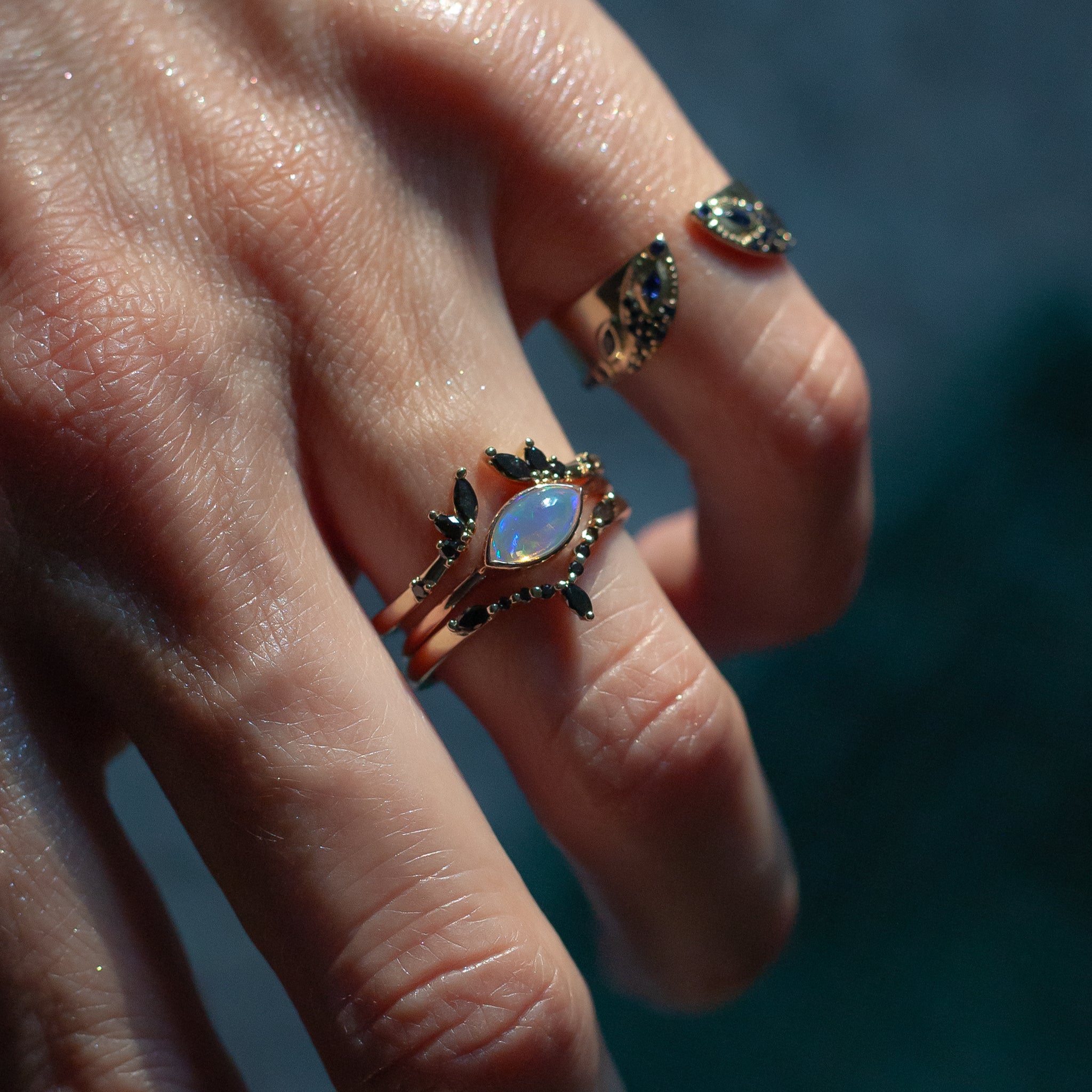 black diamond marquise ring 14k gold