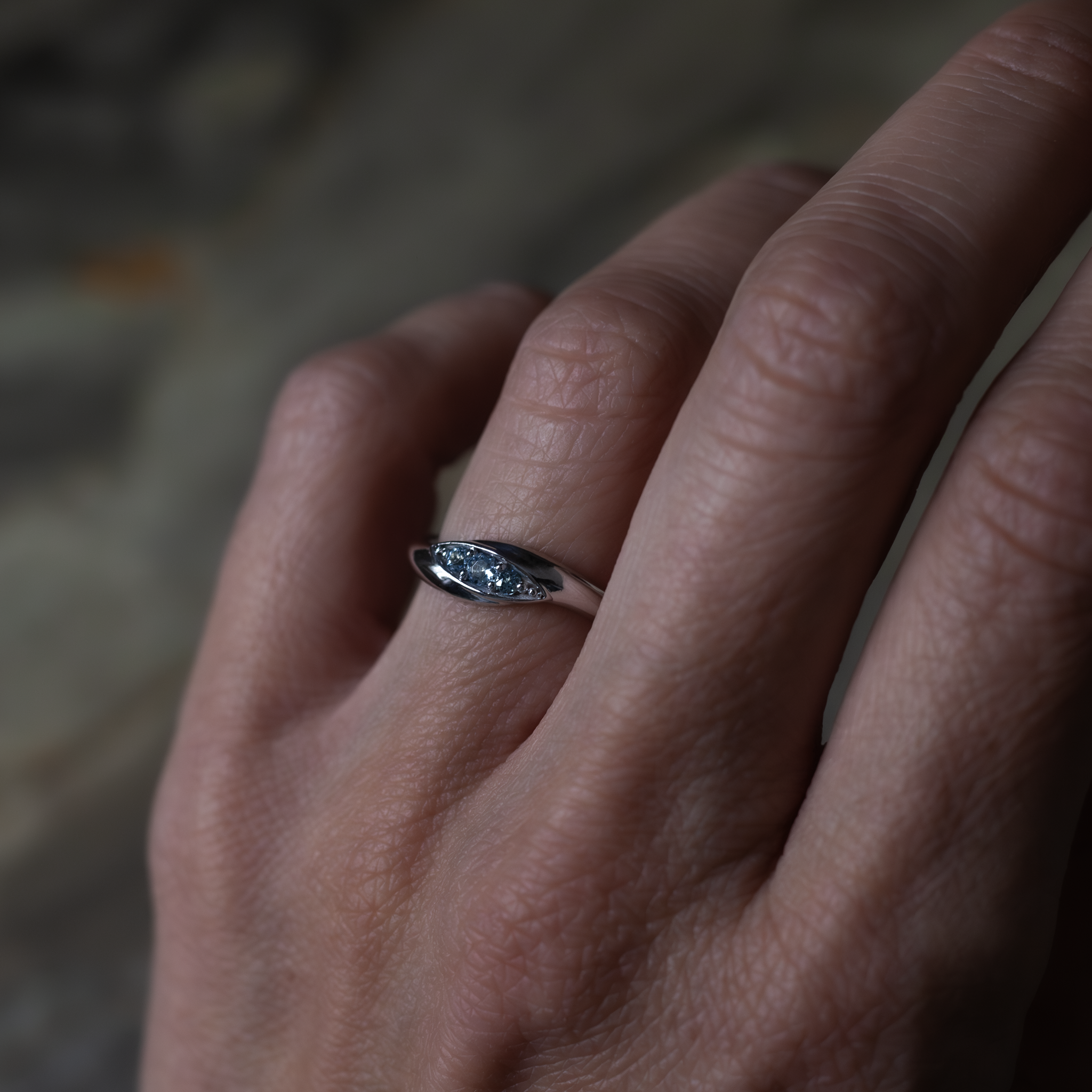 White gold wave ring