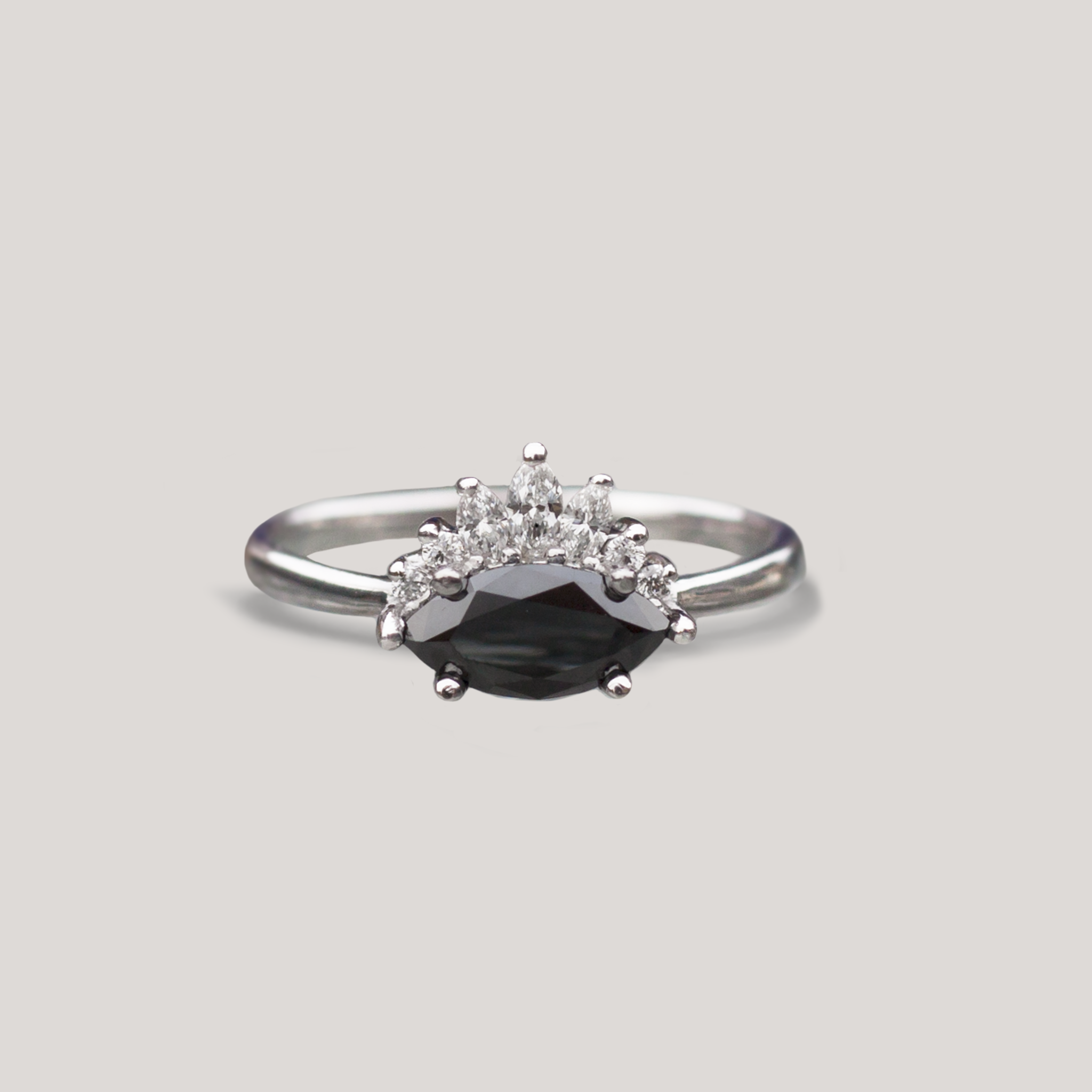 AMOUR — Black Diamond Marquise Engagement Ring