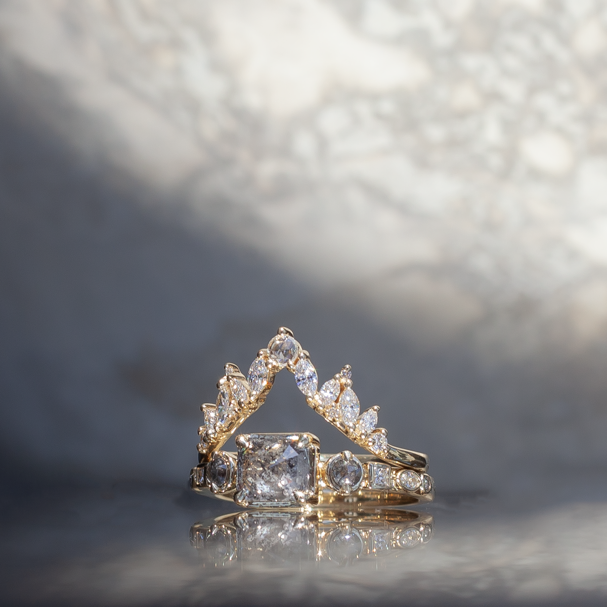 INFLECTION — Emerald Cut Salt & Pepper Diamond Engagement Ring