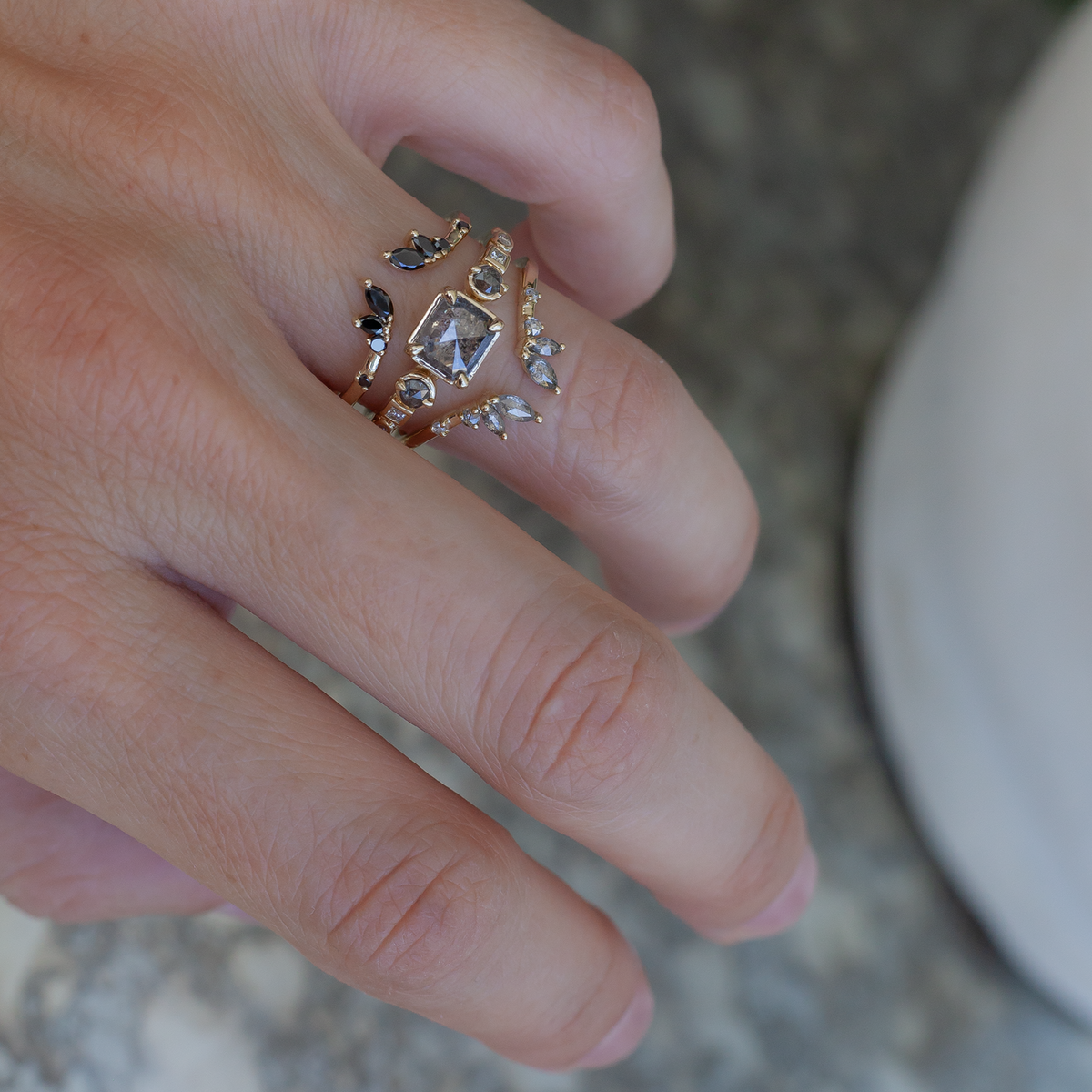 INFLECTION — Emerald Cut Salt & Pepper Diamond Engagement Ring