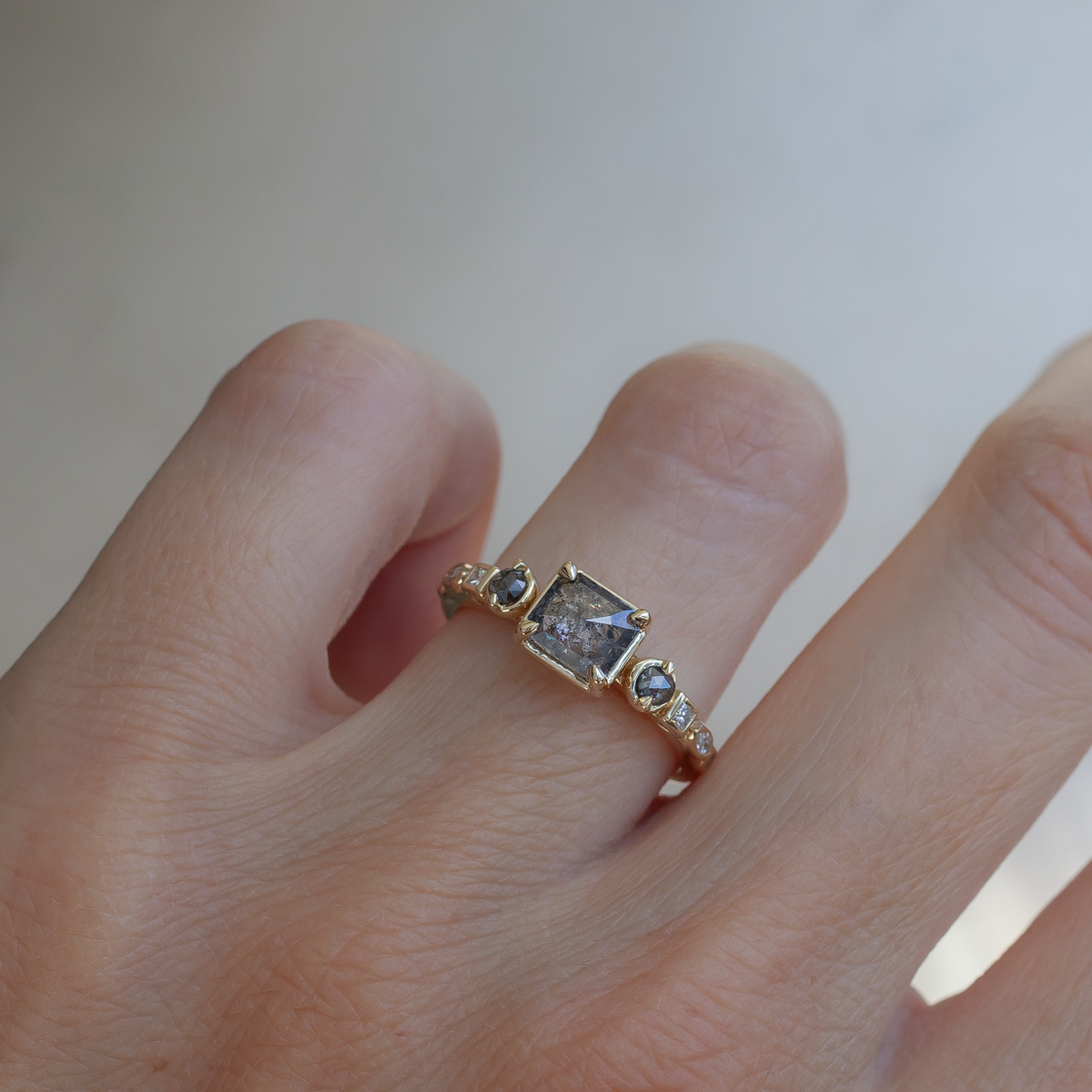 INFLECTION — Emerald Cut Salt & Pepper Diamond Engagement Ring