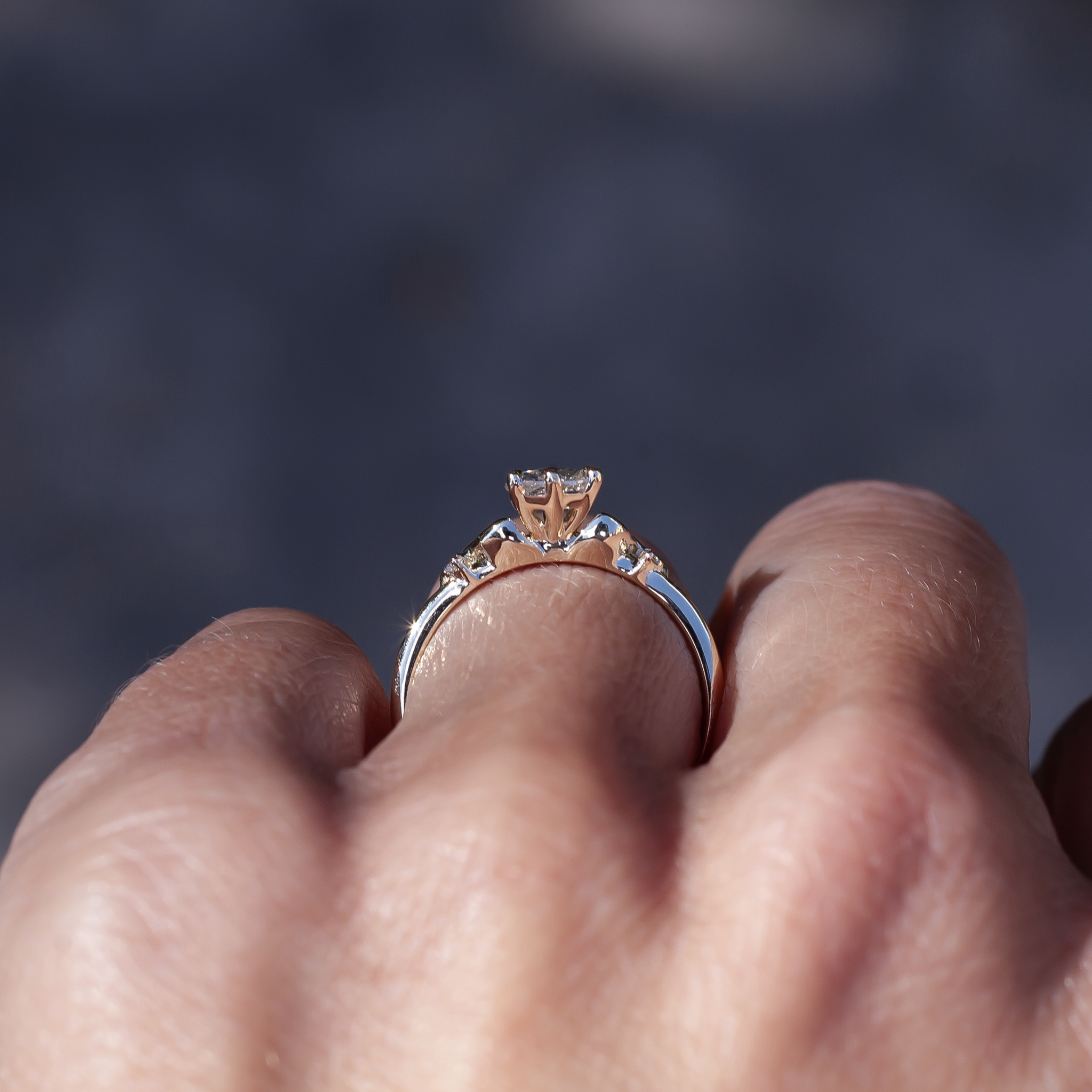 Pear diamond engagement ring 14k