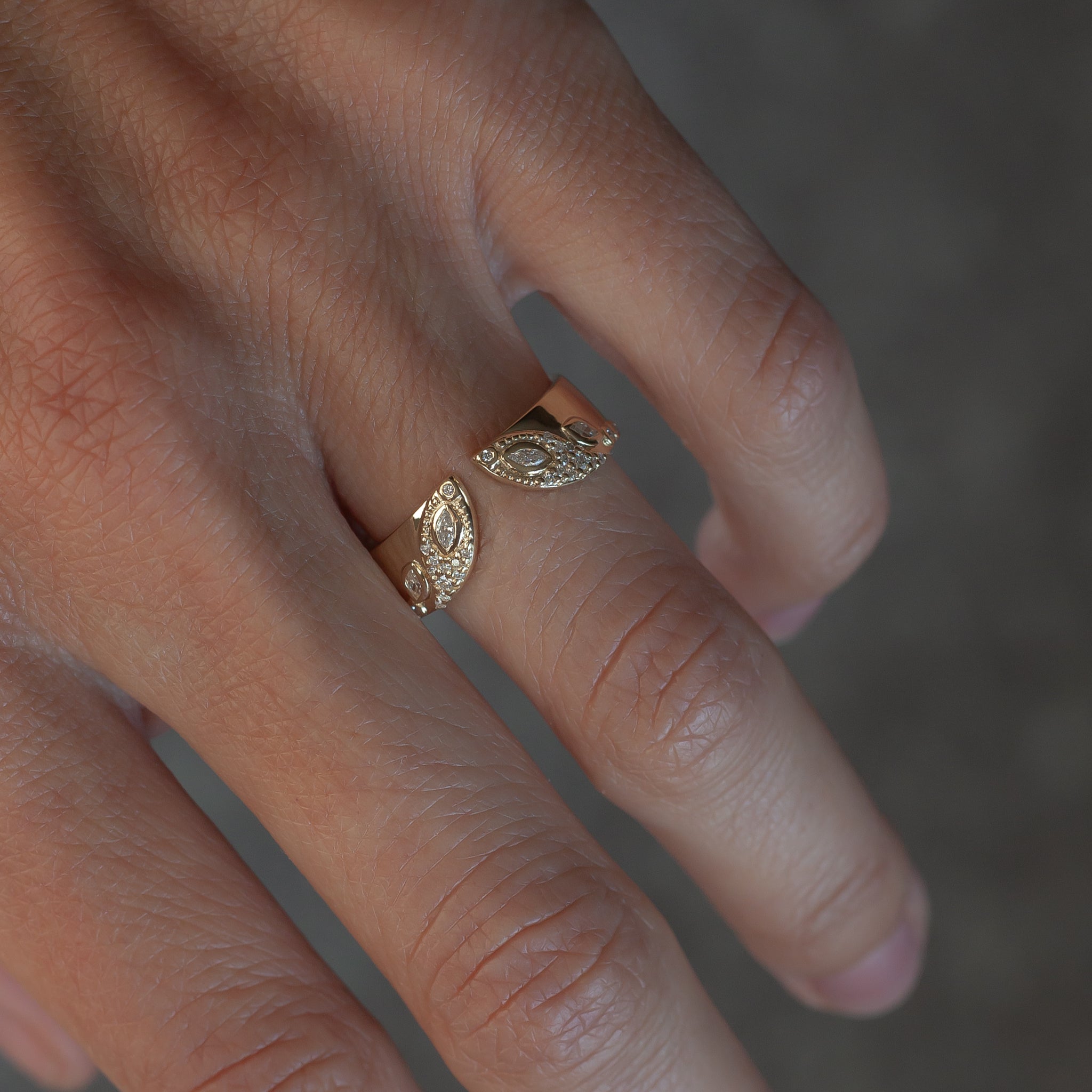 Open wedding yellow gold band