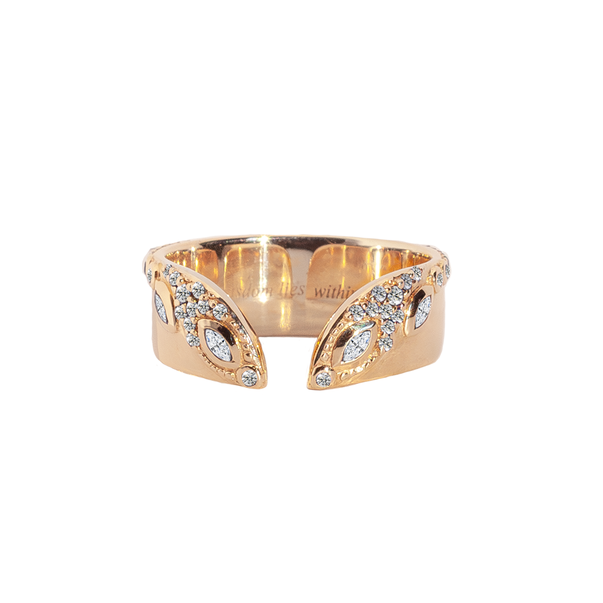 Open cuff wedding band yellow gold