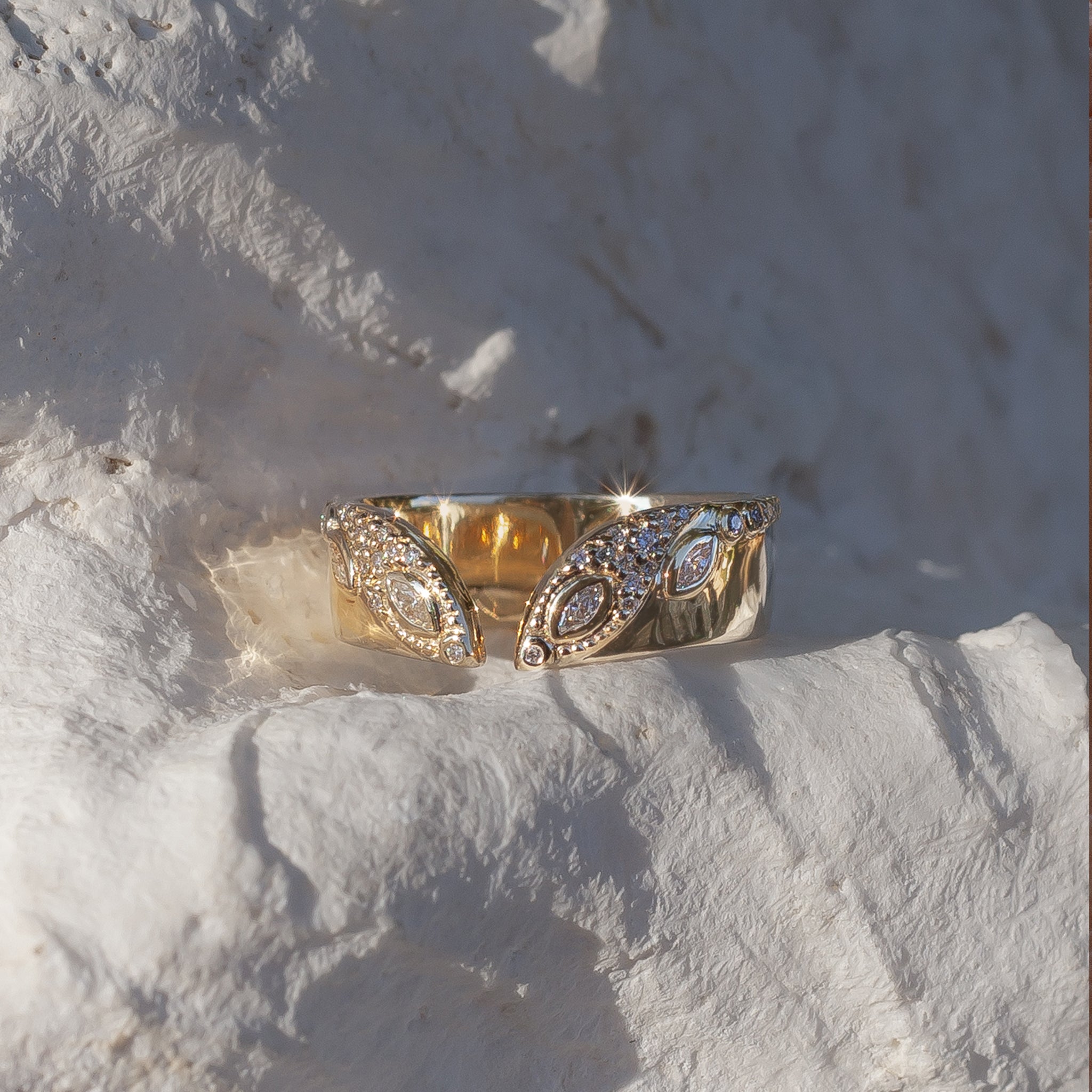 open wedding band 14k yellow gold