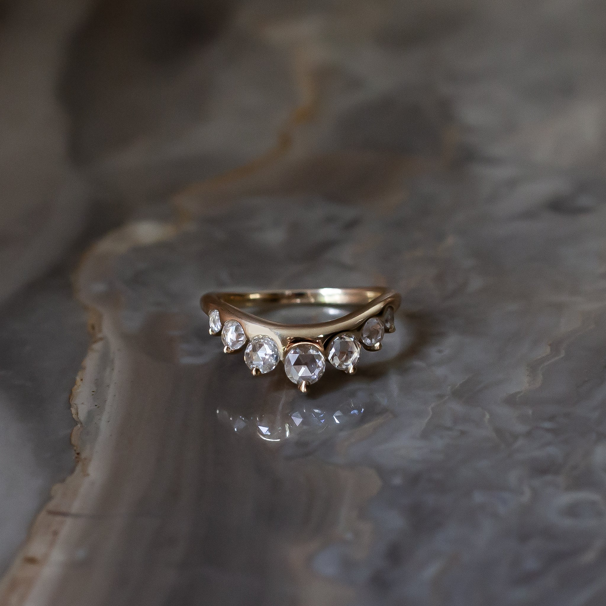 Diamond contour wedding band