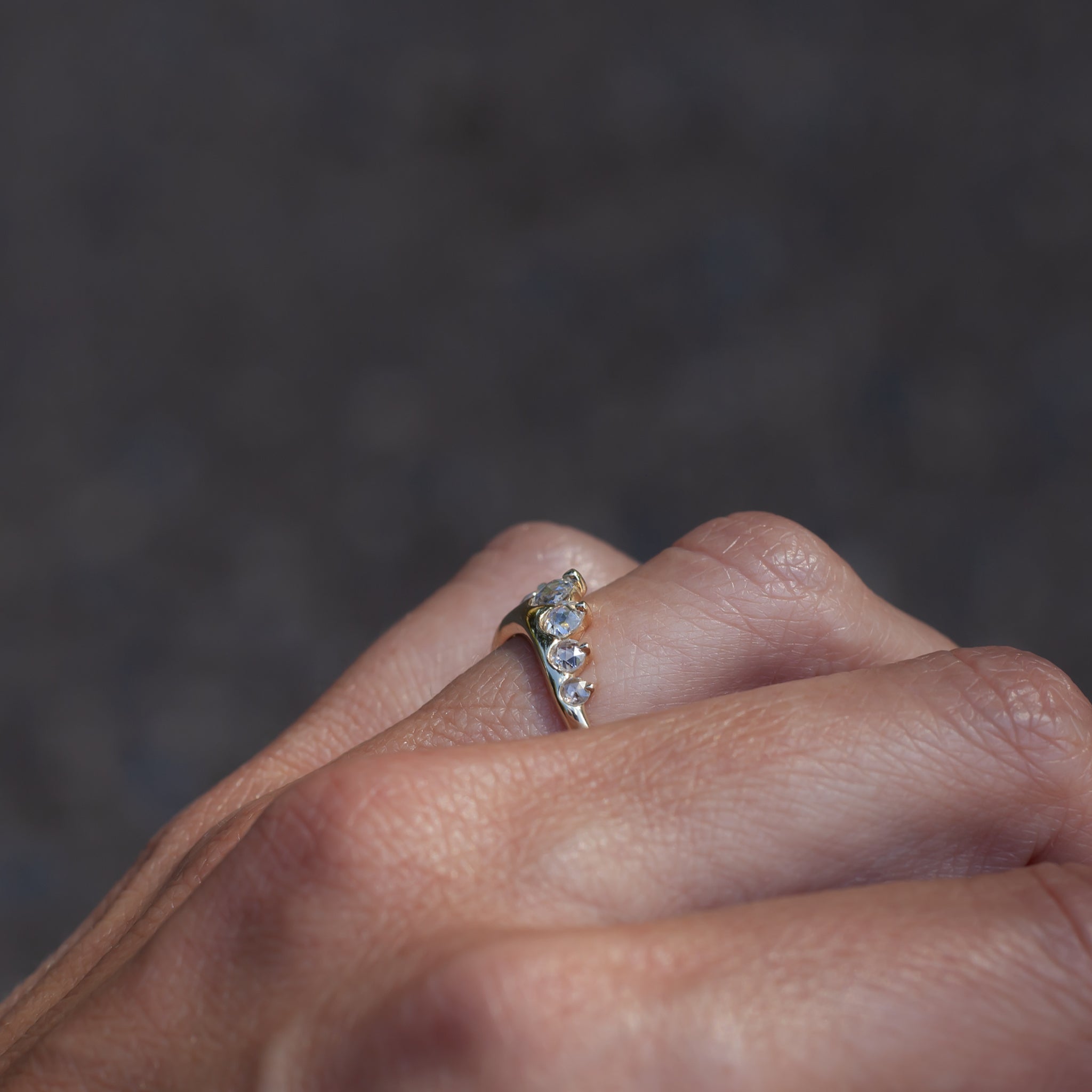 Diamond contour wedding band