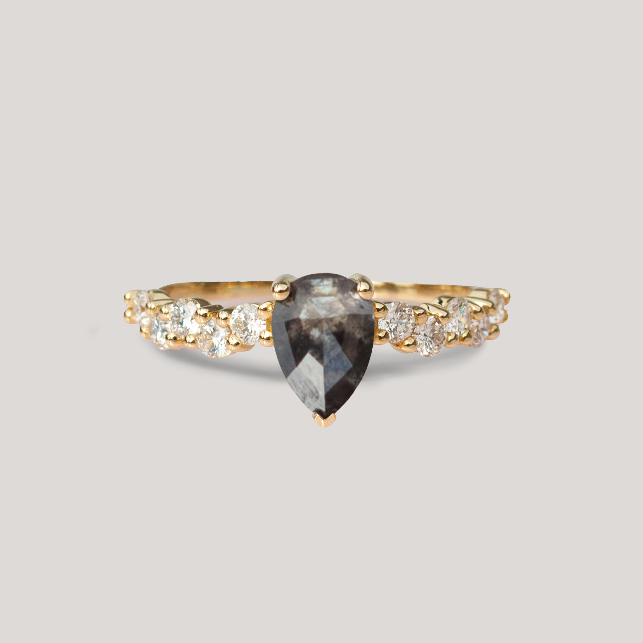 INTERTWINE — Pear Salt & Pepper Diamond Ring