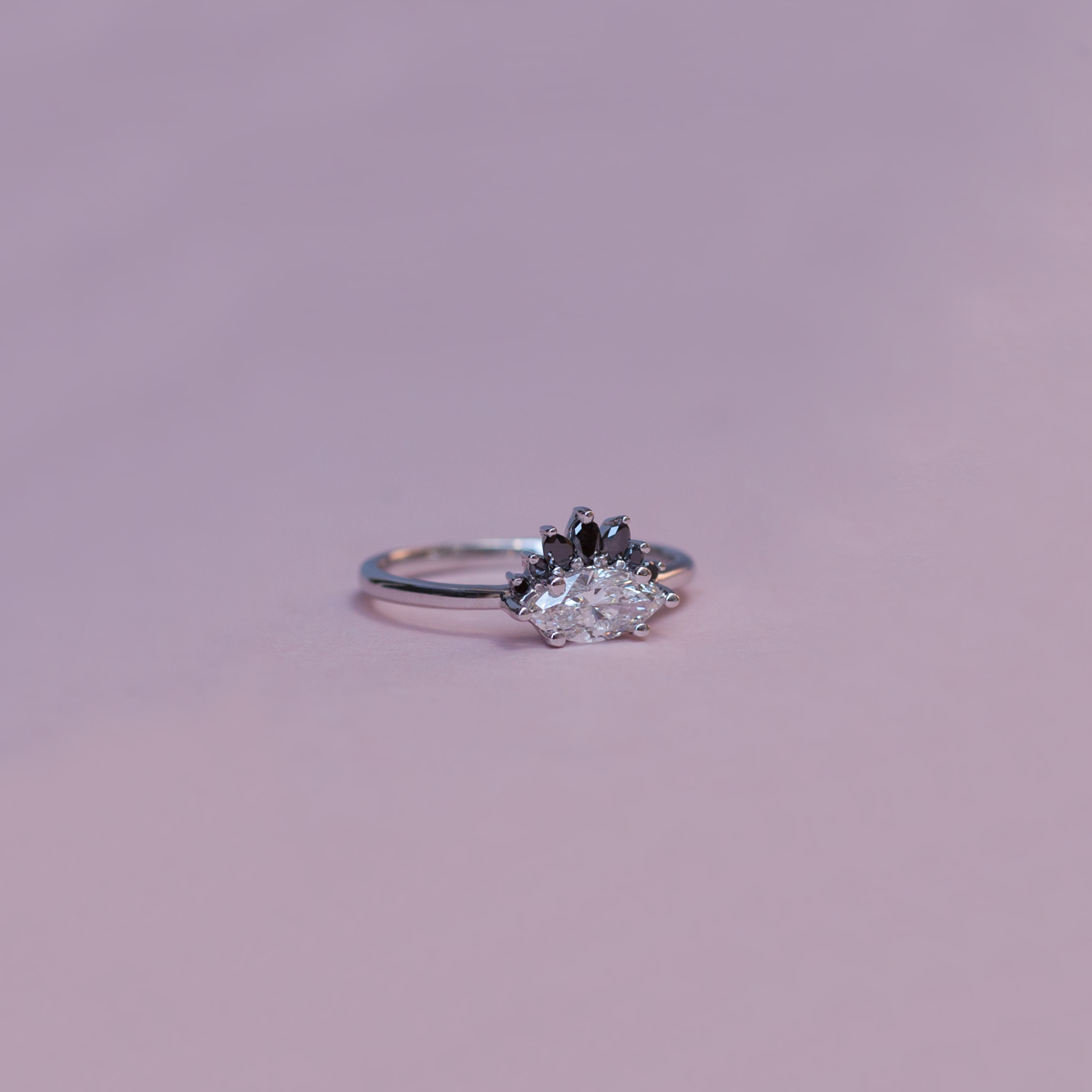 Black diamonds engagement ring