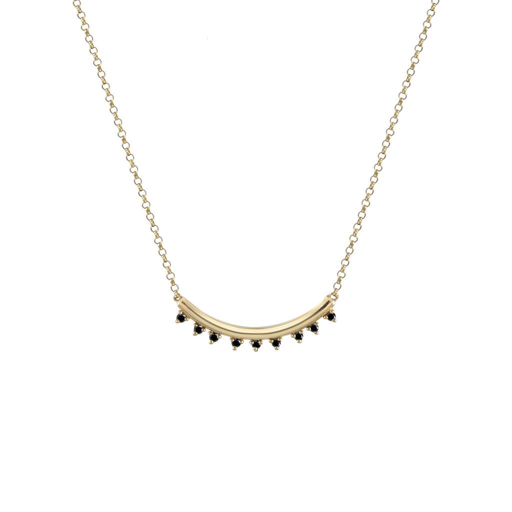 petite gold necklace with black diamonds
