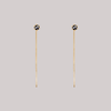 Delicate black round rose cut diamond threader pins, feature a six claw prong setting, using 14k or 18k gold.