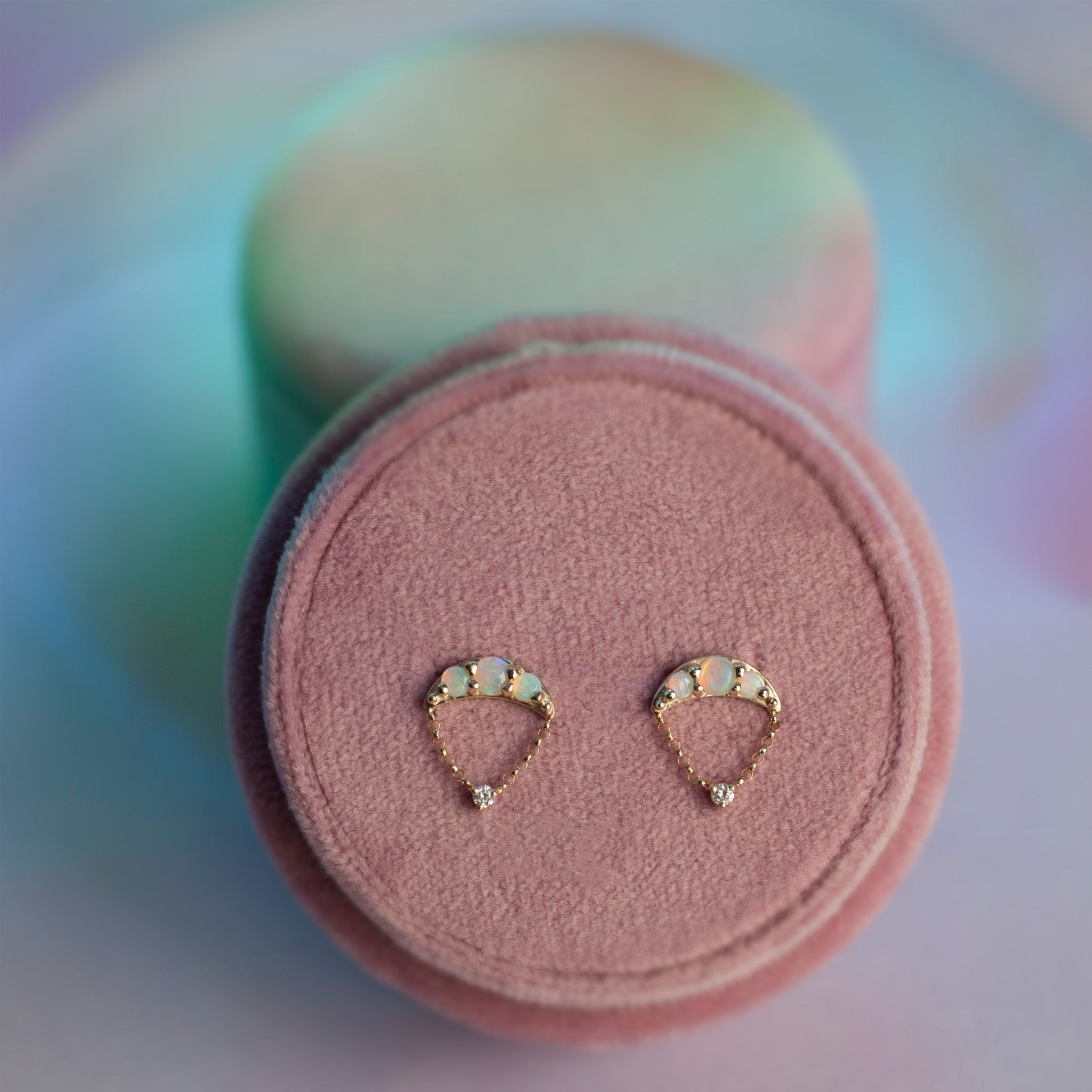 opal earrings in gold