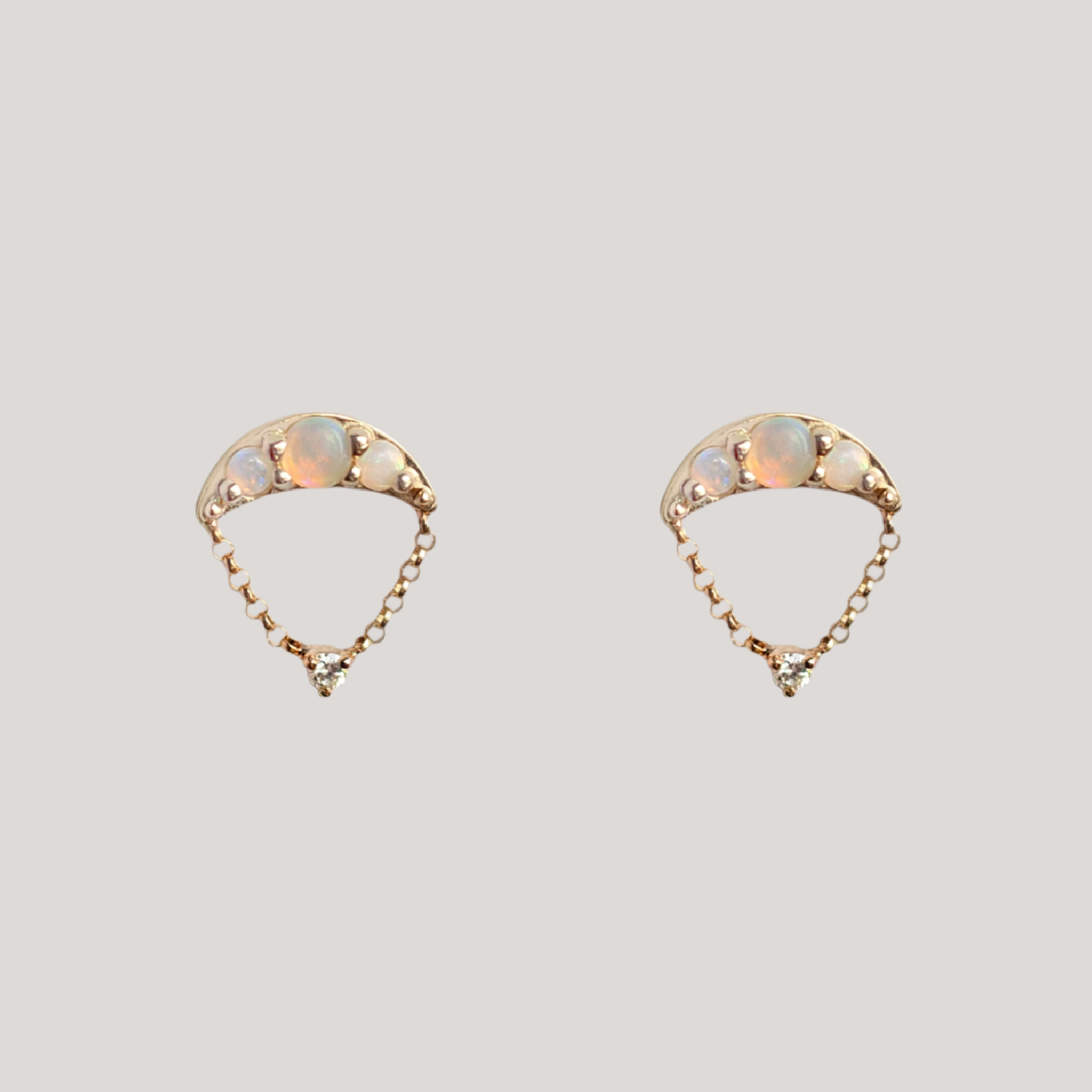 opal earrings in gold