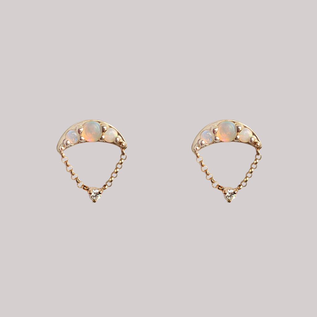 opal earrings in gold