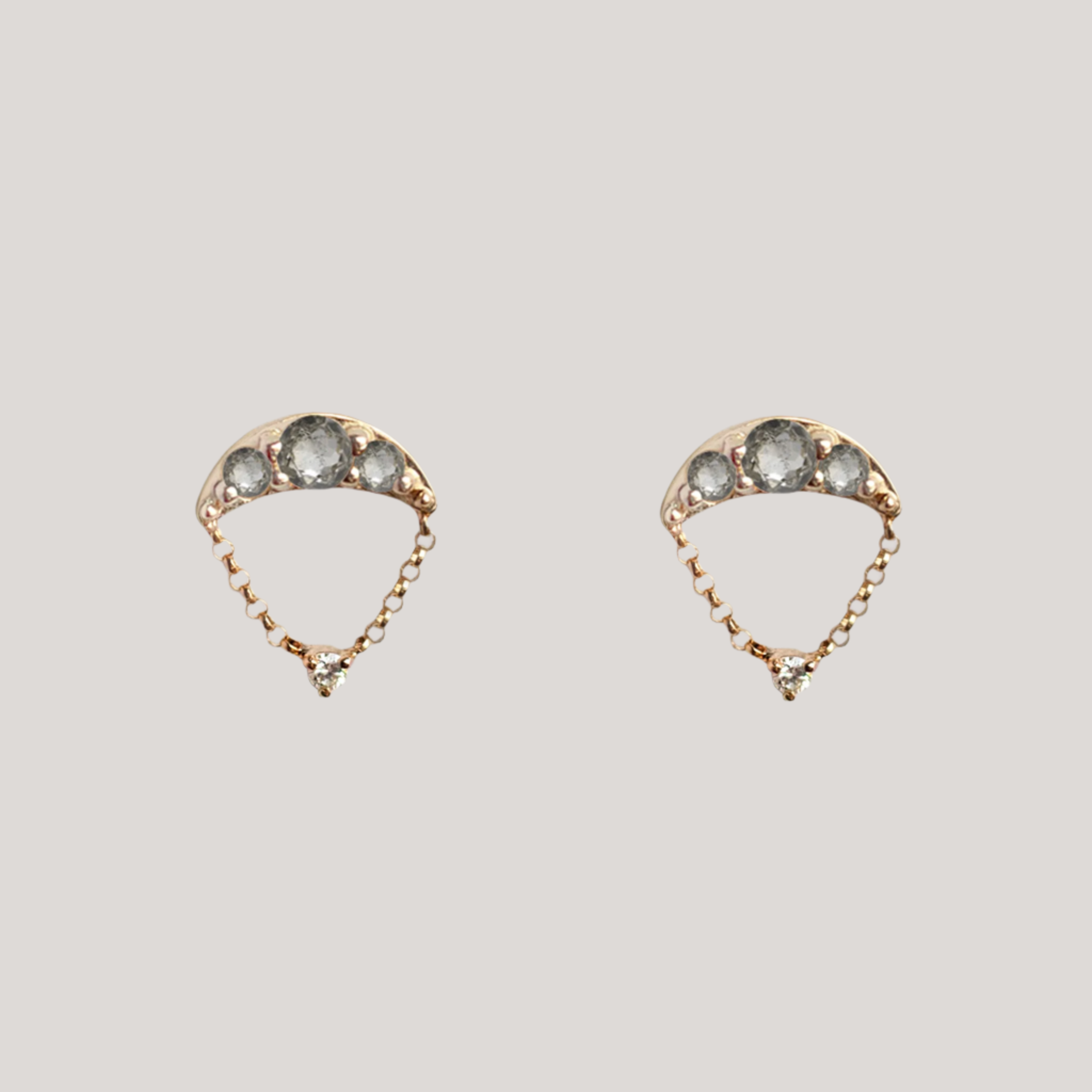 Salt and pepper round rose cut diamond cluster drop earrings studs made in 14k or 18k gold.
