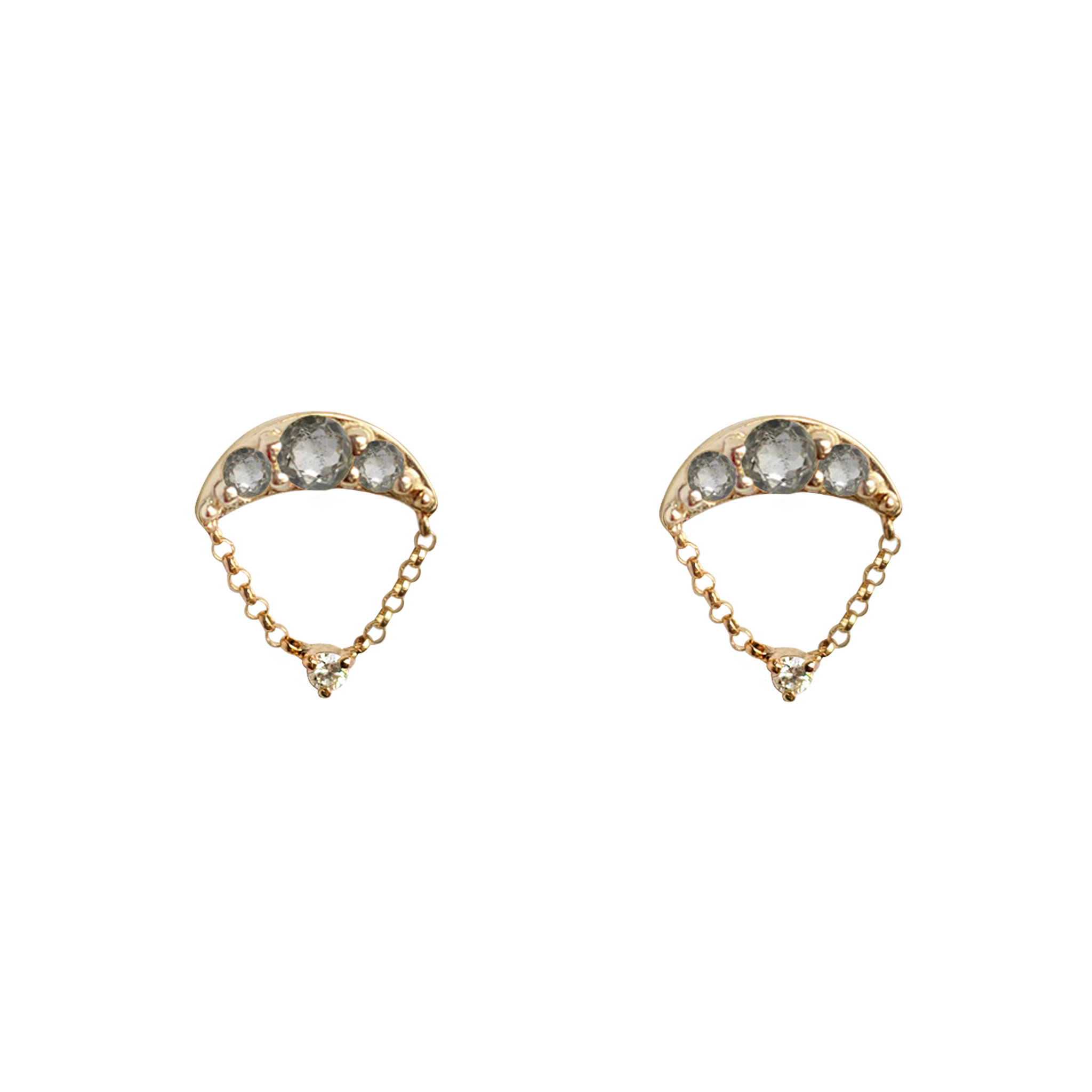 Salt and pepper round rose cut diamond cluster drop earrings studs made in 14k or 18k gold.