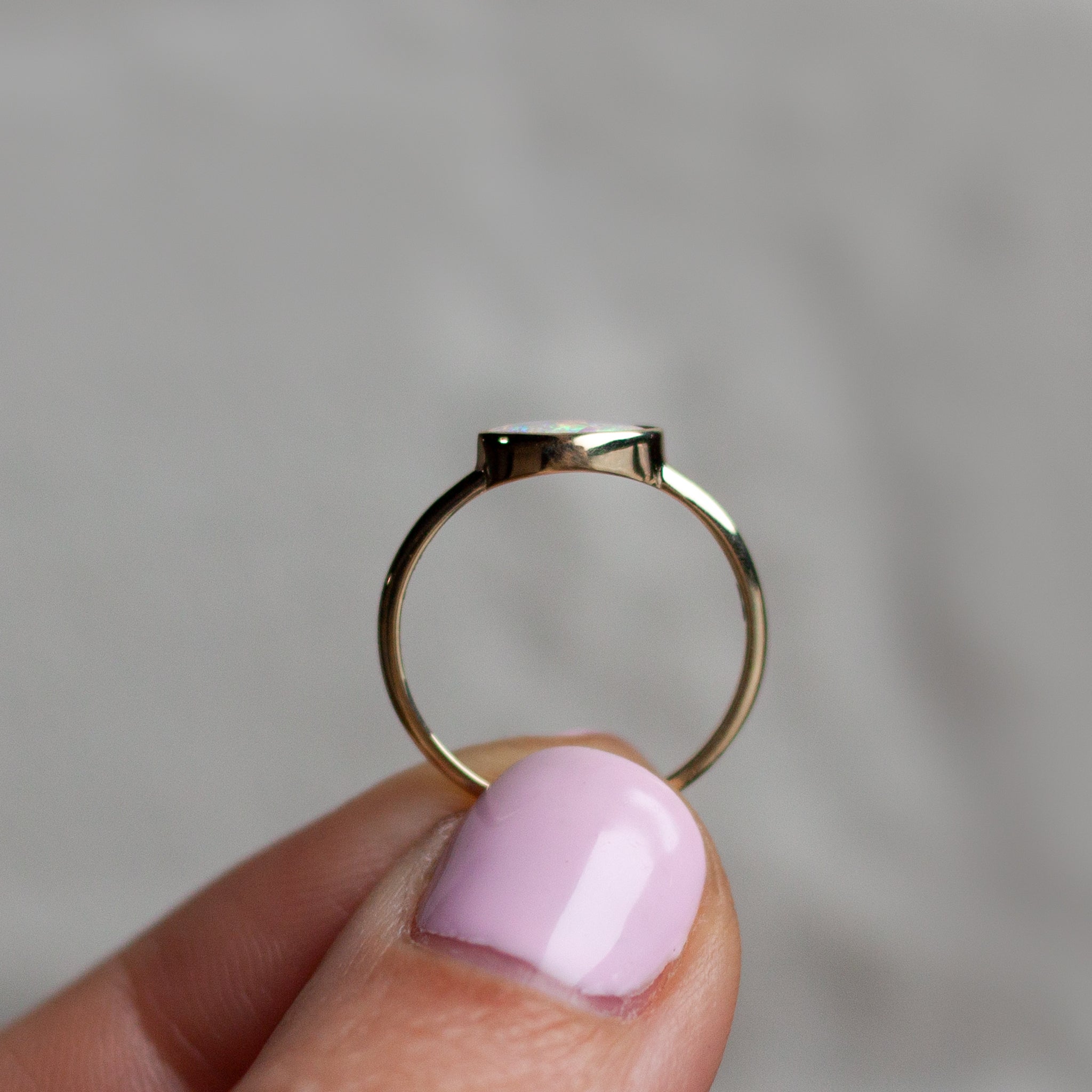 dainty gold opal ring