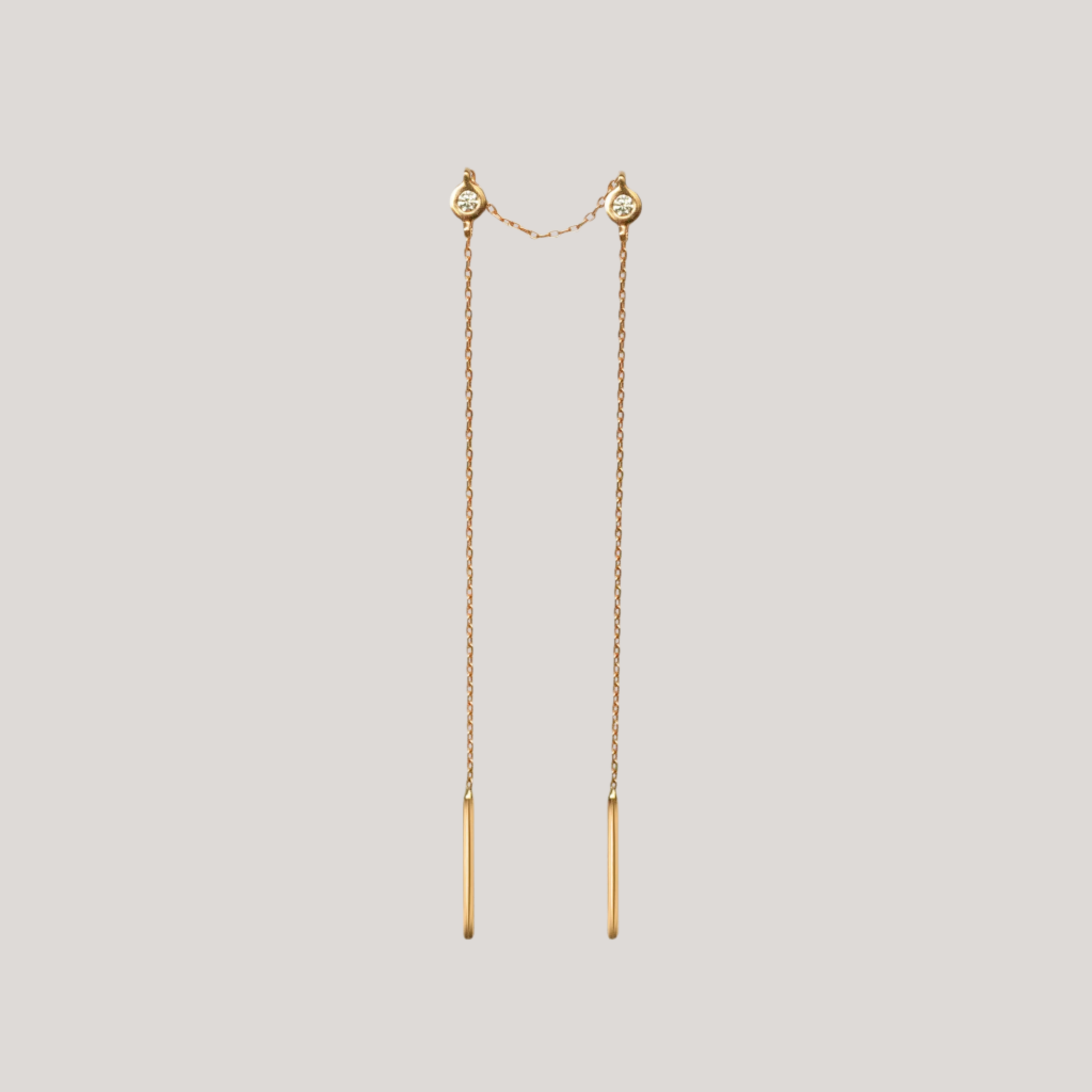 Delicate diamond gold threaders, ideal for threading through multiple piercings, using 14K gold.