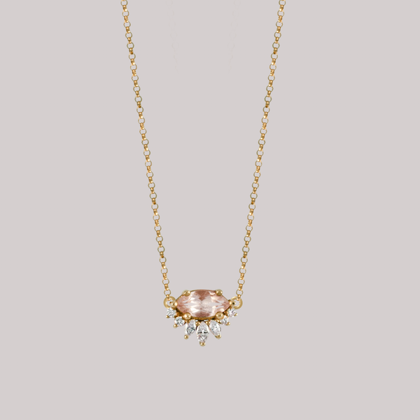 Morganite diamond necklace