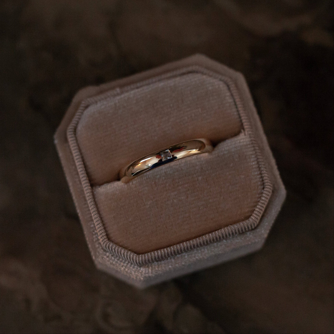 Aquamarine wide band 14k