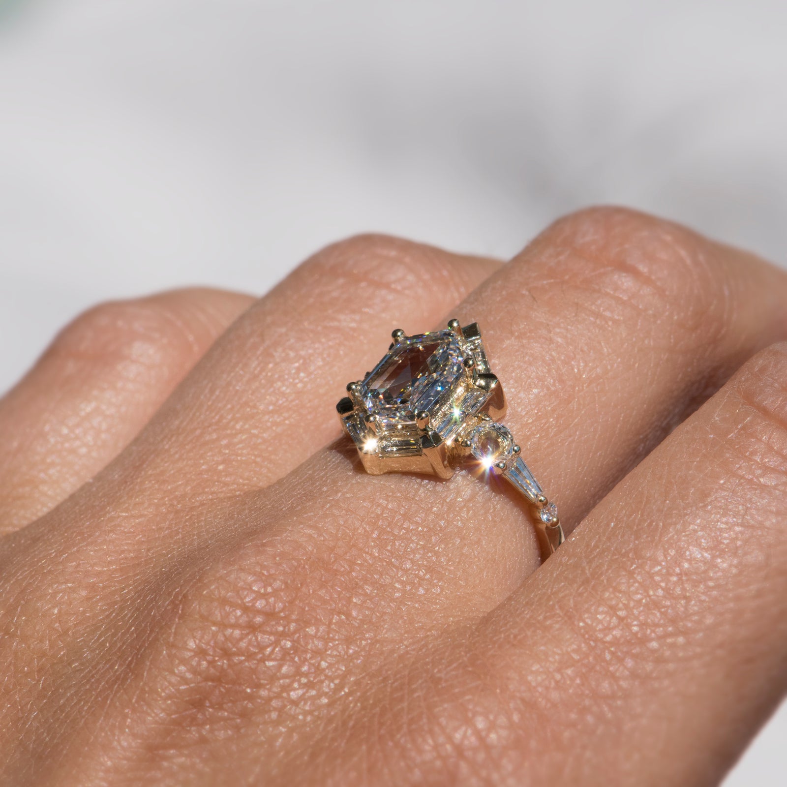 Art deco engagement ring 14k