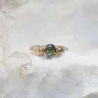 Teal sapphire ring 14k gold 
