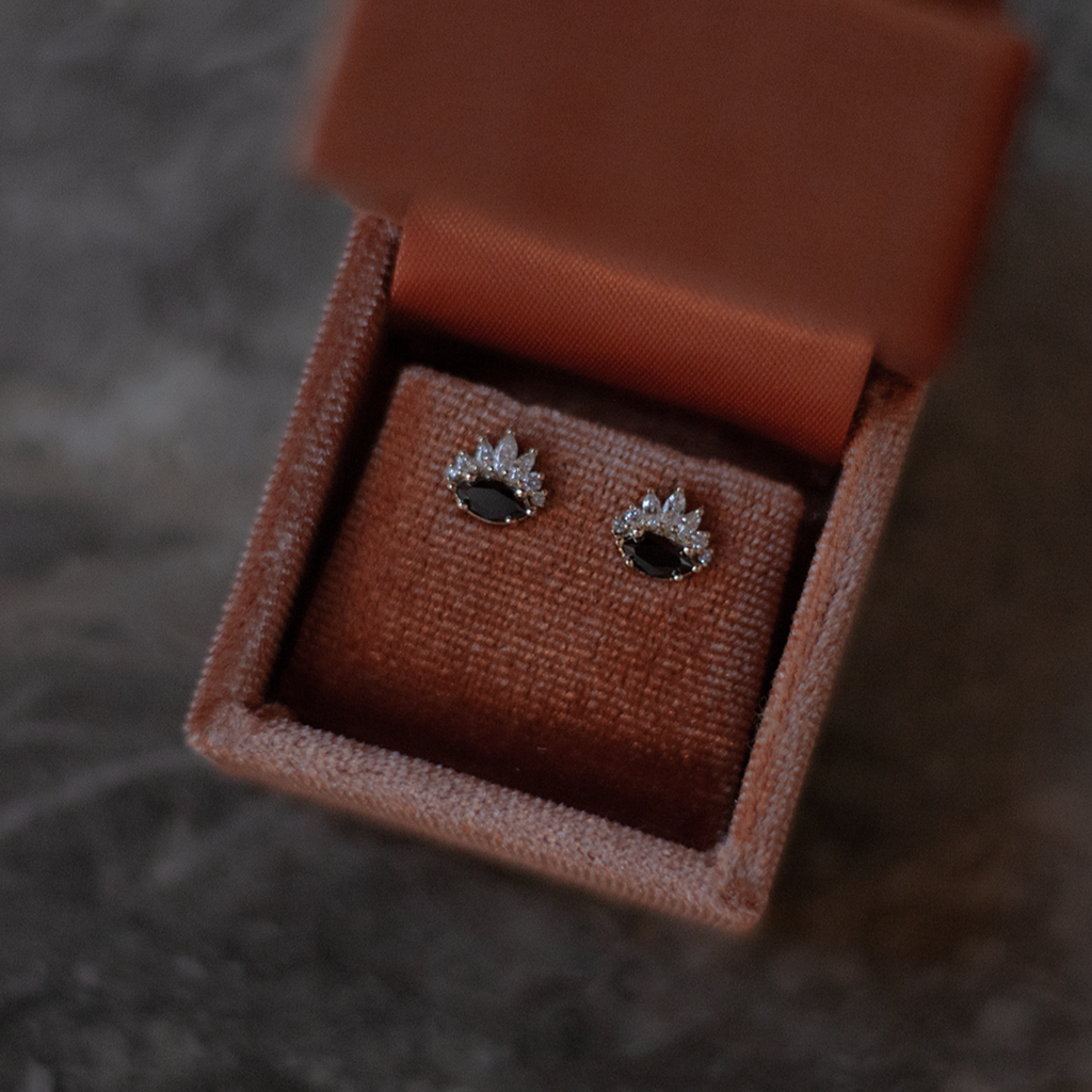 Black diamond earrings studs