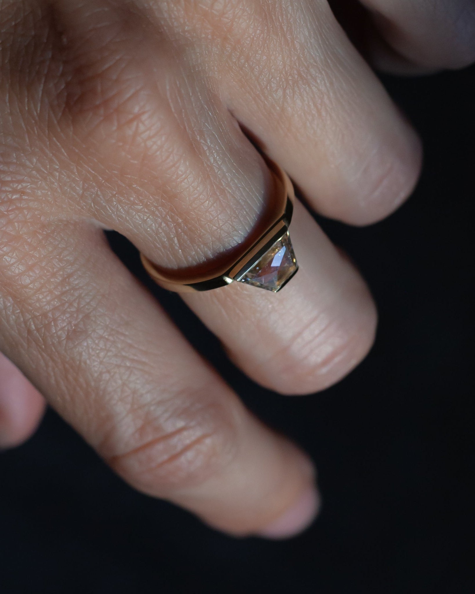 Geometric diamond engagement ring