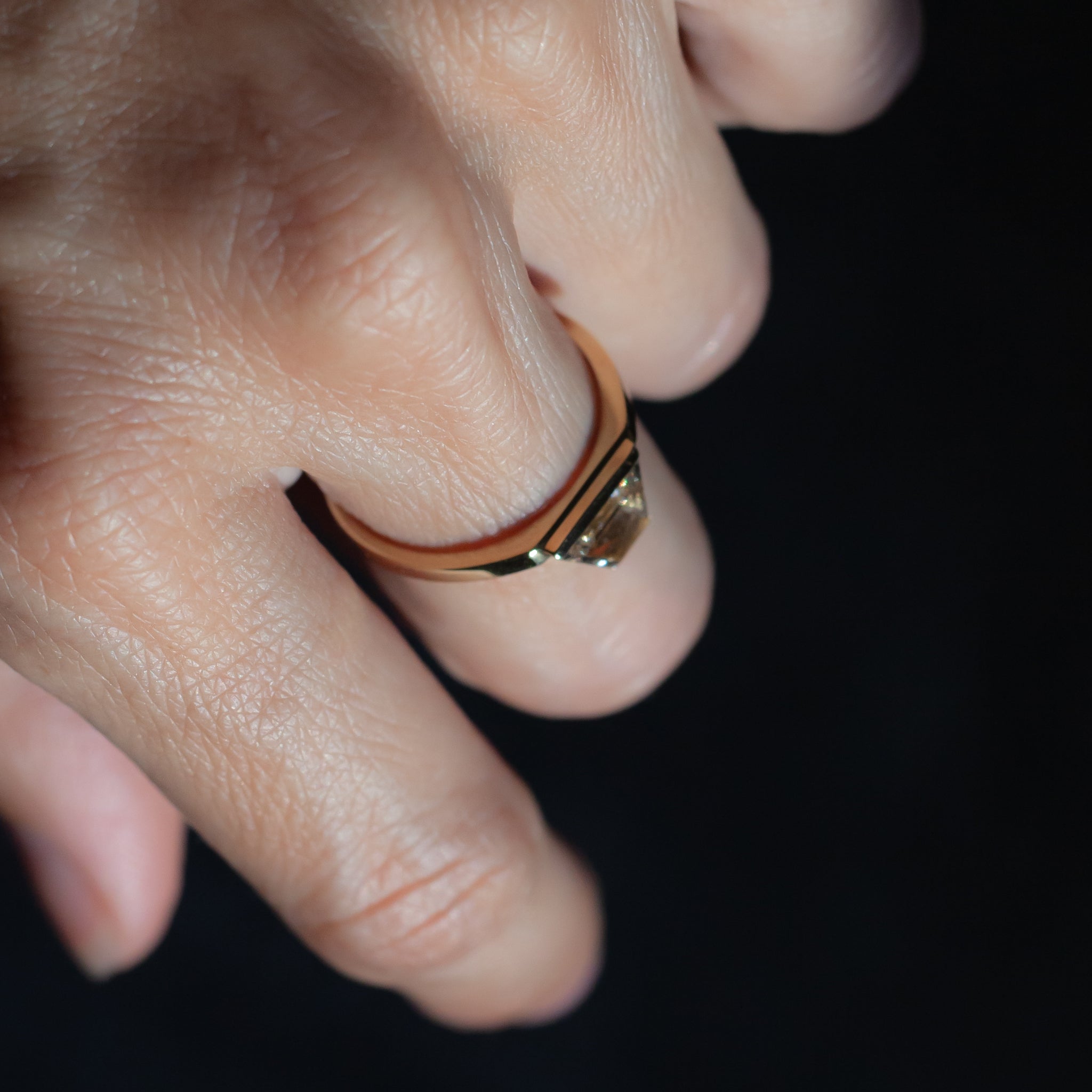 Geometric diamond engagement ring