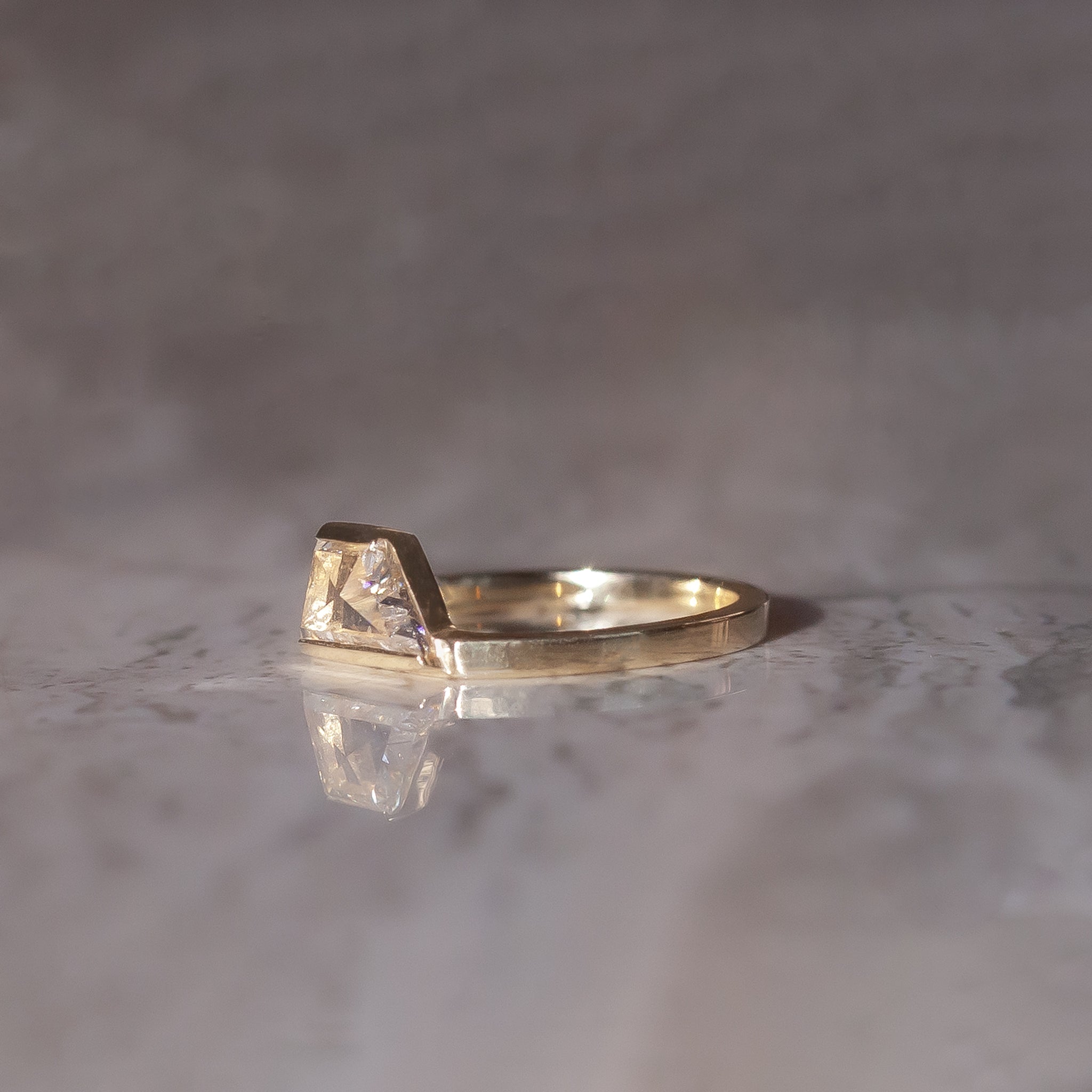 Geometric diamond engagement ring