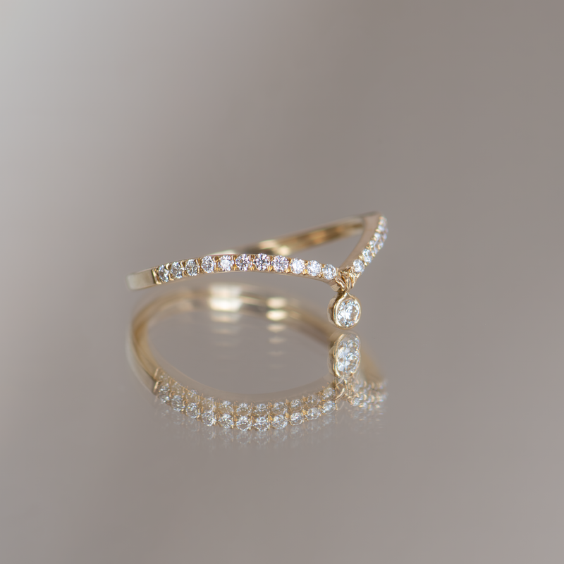 Contour diamond wedding band 14k yellow gold