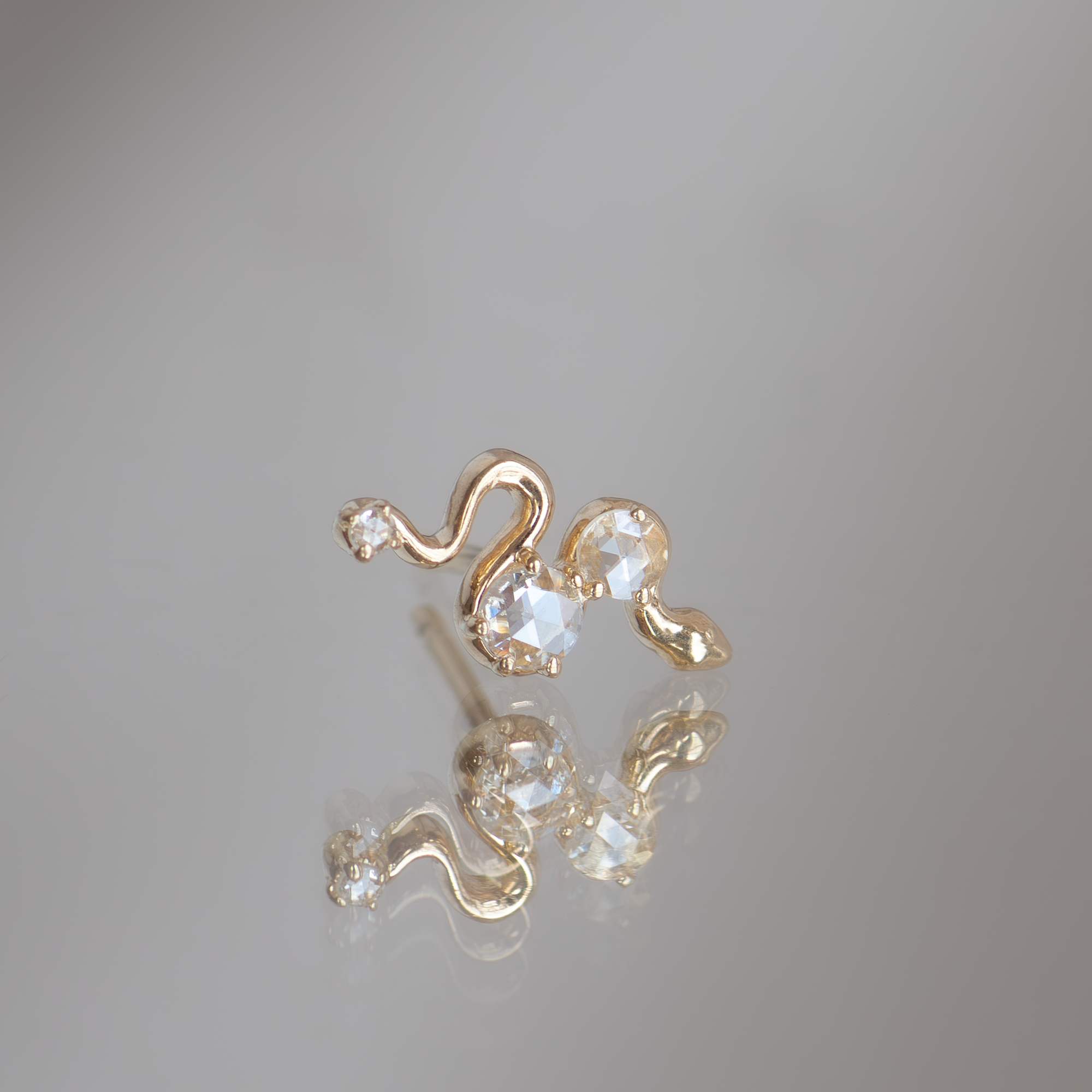 diamond gold snake earrings
