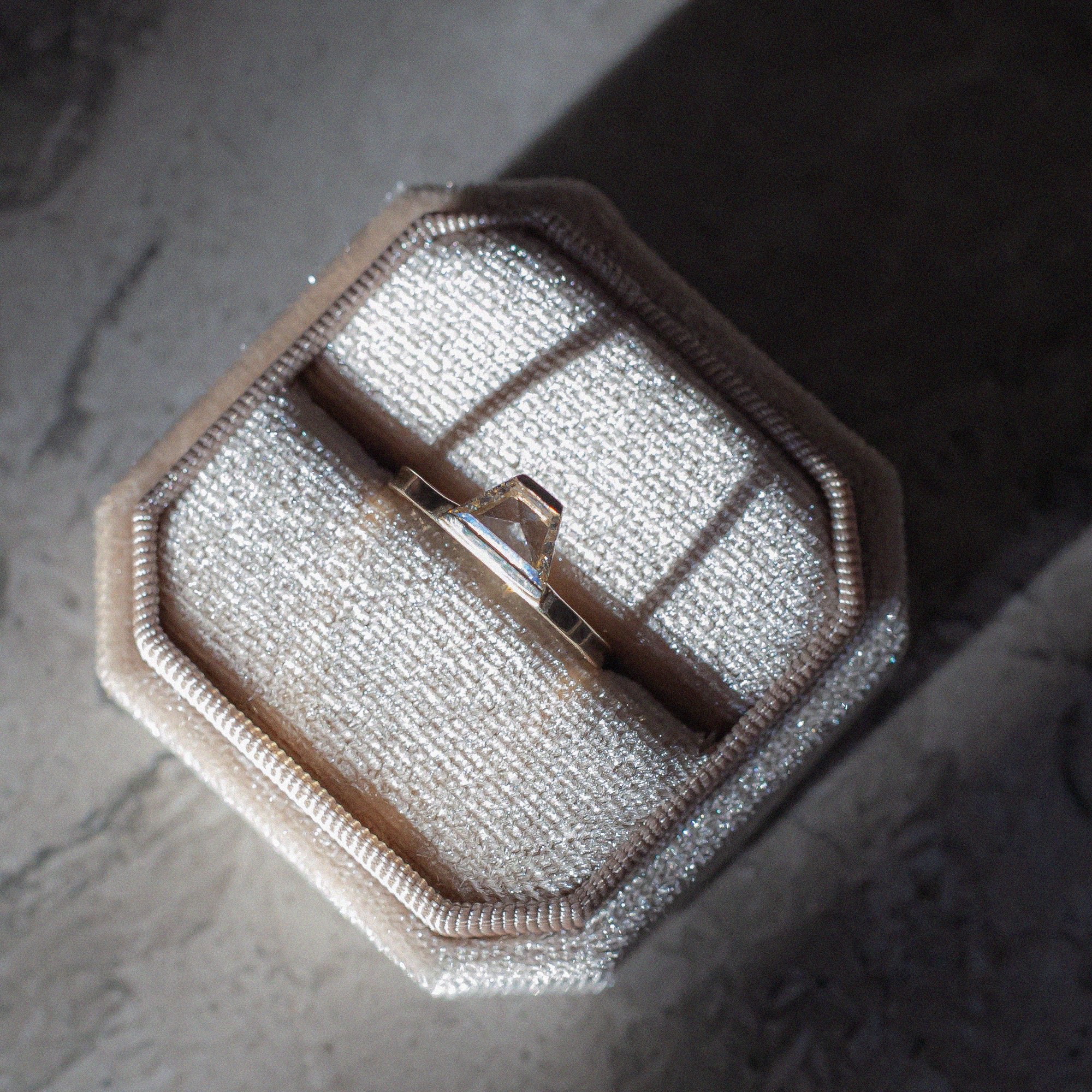 Geometric diamond engagement ring