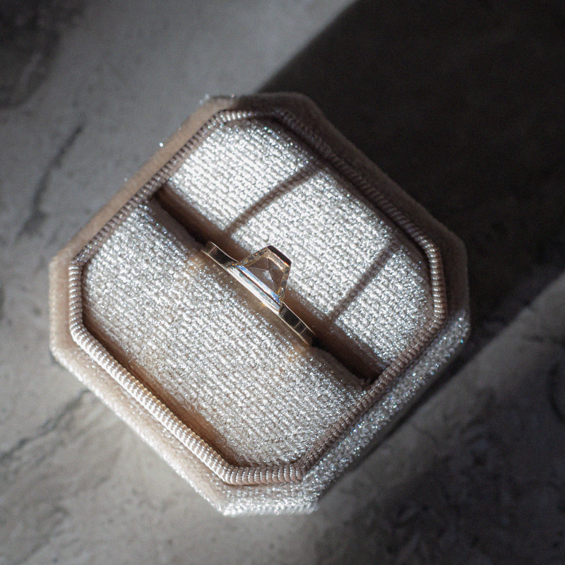 Geometric diamond engagement ring