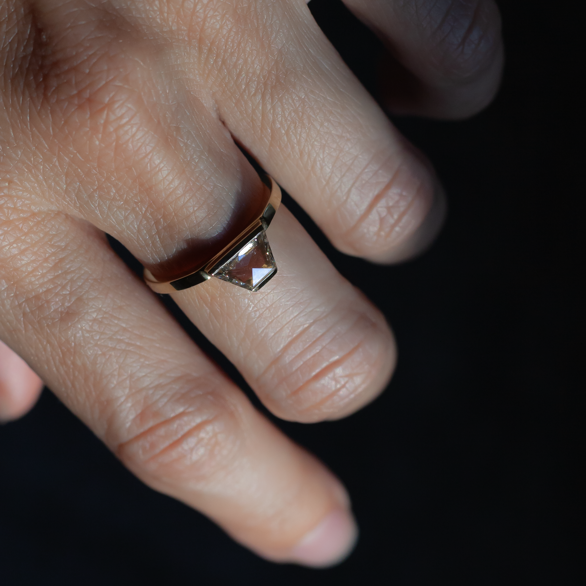 Geometric diamond engagement ring