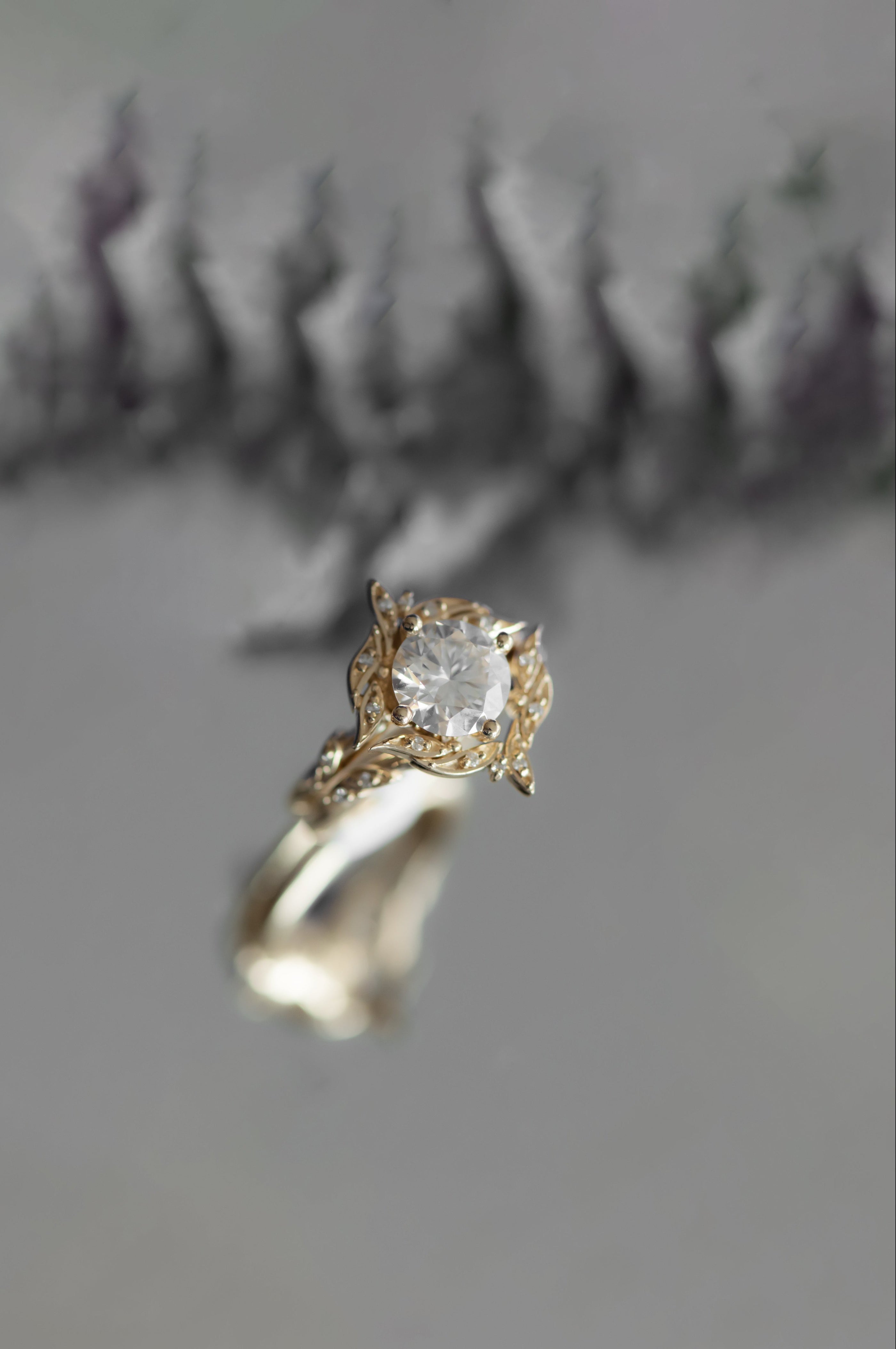 Floral inspired engagement ring 14k yellow