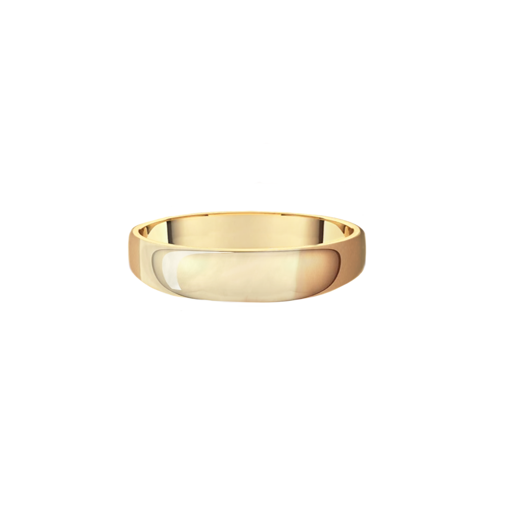 half round male wedding ring yellow gold