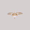 Unique half moon diamond engagement ring, with diamond crown, made in 10K yellow gold.