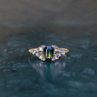 teal green sapphire gold ring