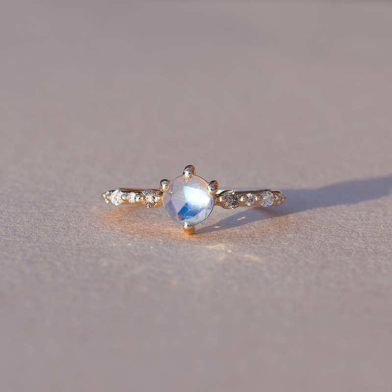 moonstone diamond gold ring
