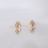 Morganite diamond earring stud featuring a diamond crown, made in 14k gold. 
