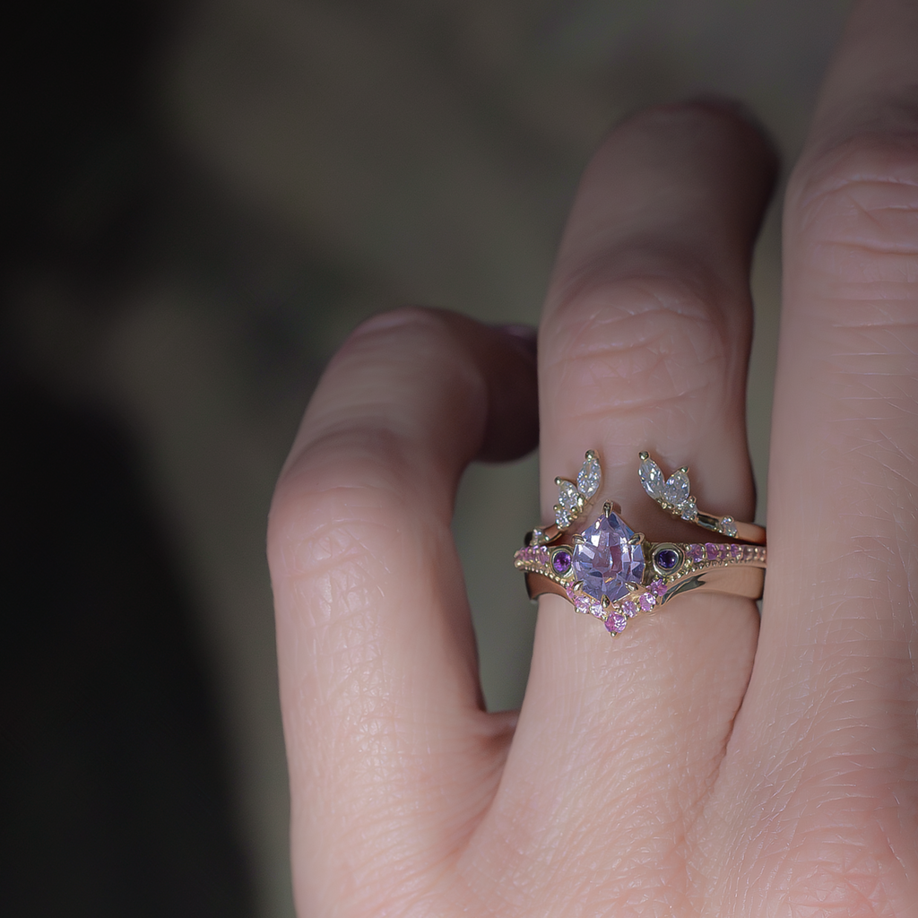 Lavender purple sapphire engagement ring