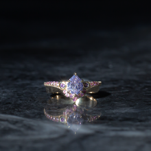 Lavender purple sapphire engagement ring yellow gold