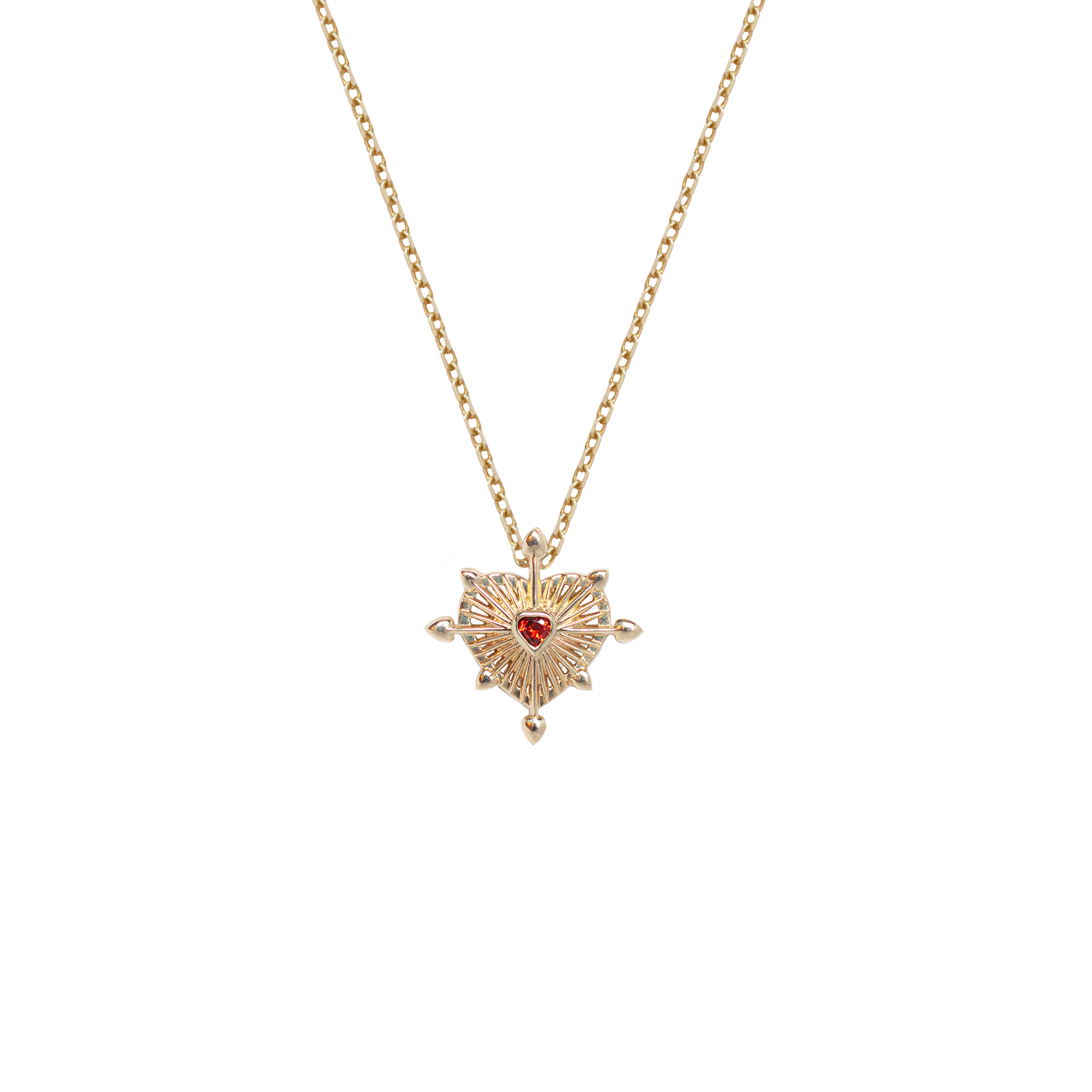 Red heart solid gold charm yellow gold