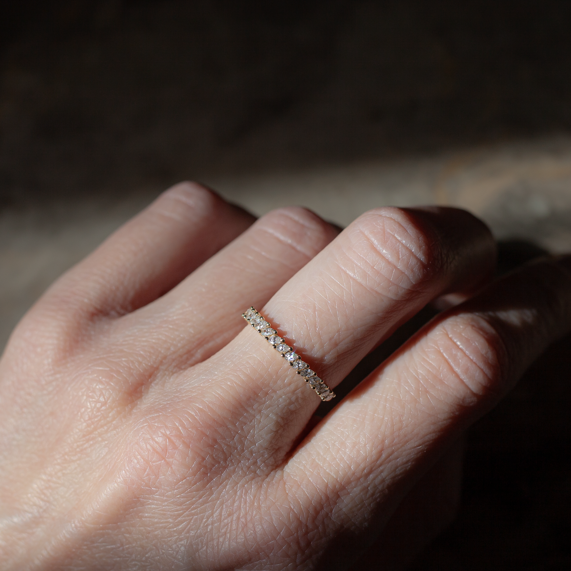 Marquise diamond yellow gold wedding band